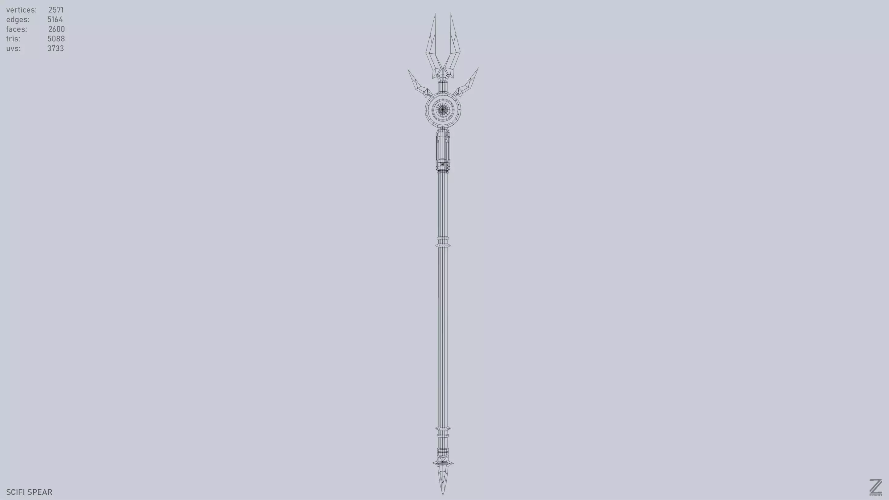 Scifi spear Low-poly 3D model_9