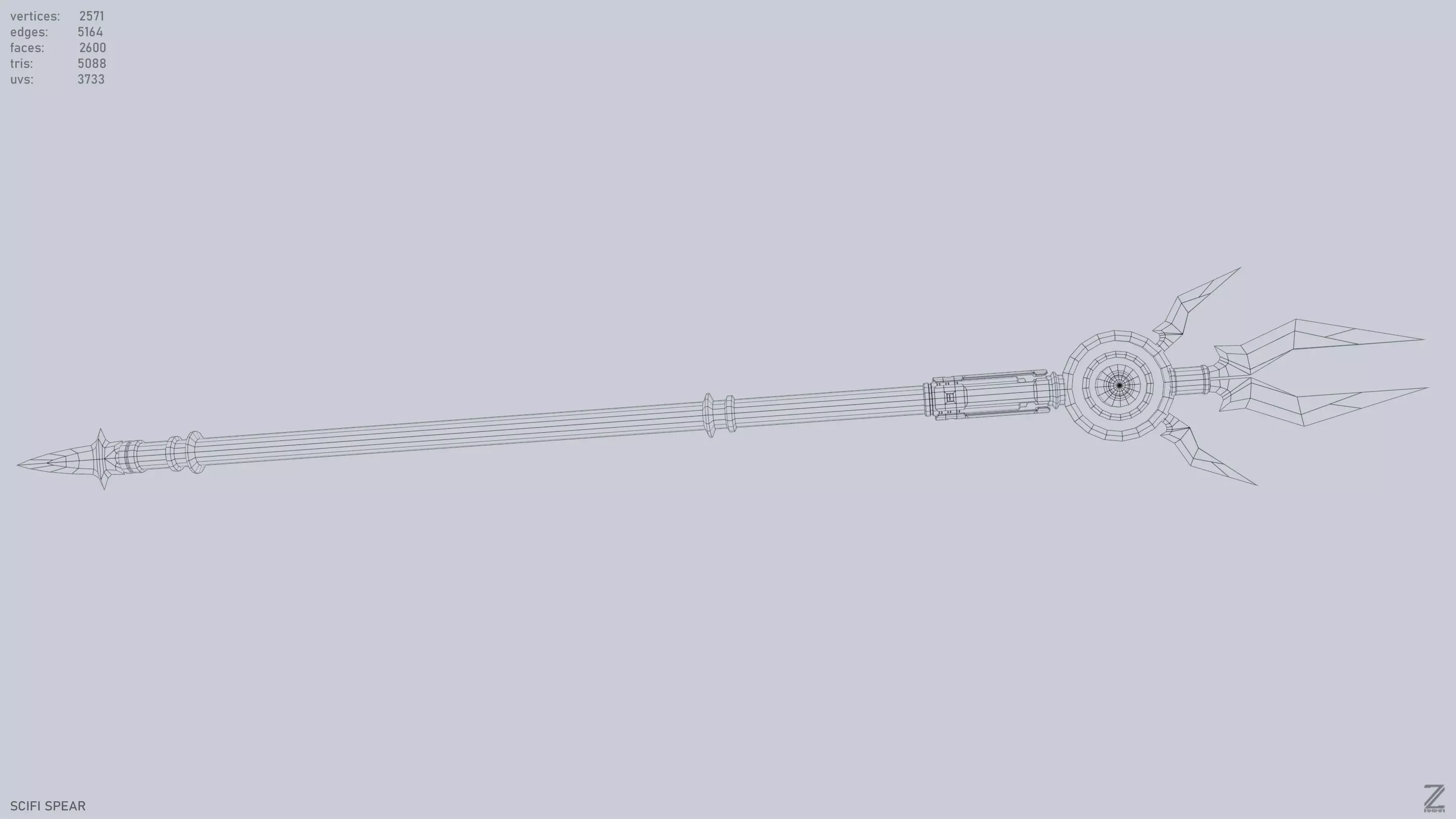 Scifi spear Low-poly 3D model_11