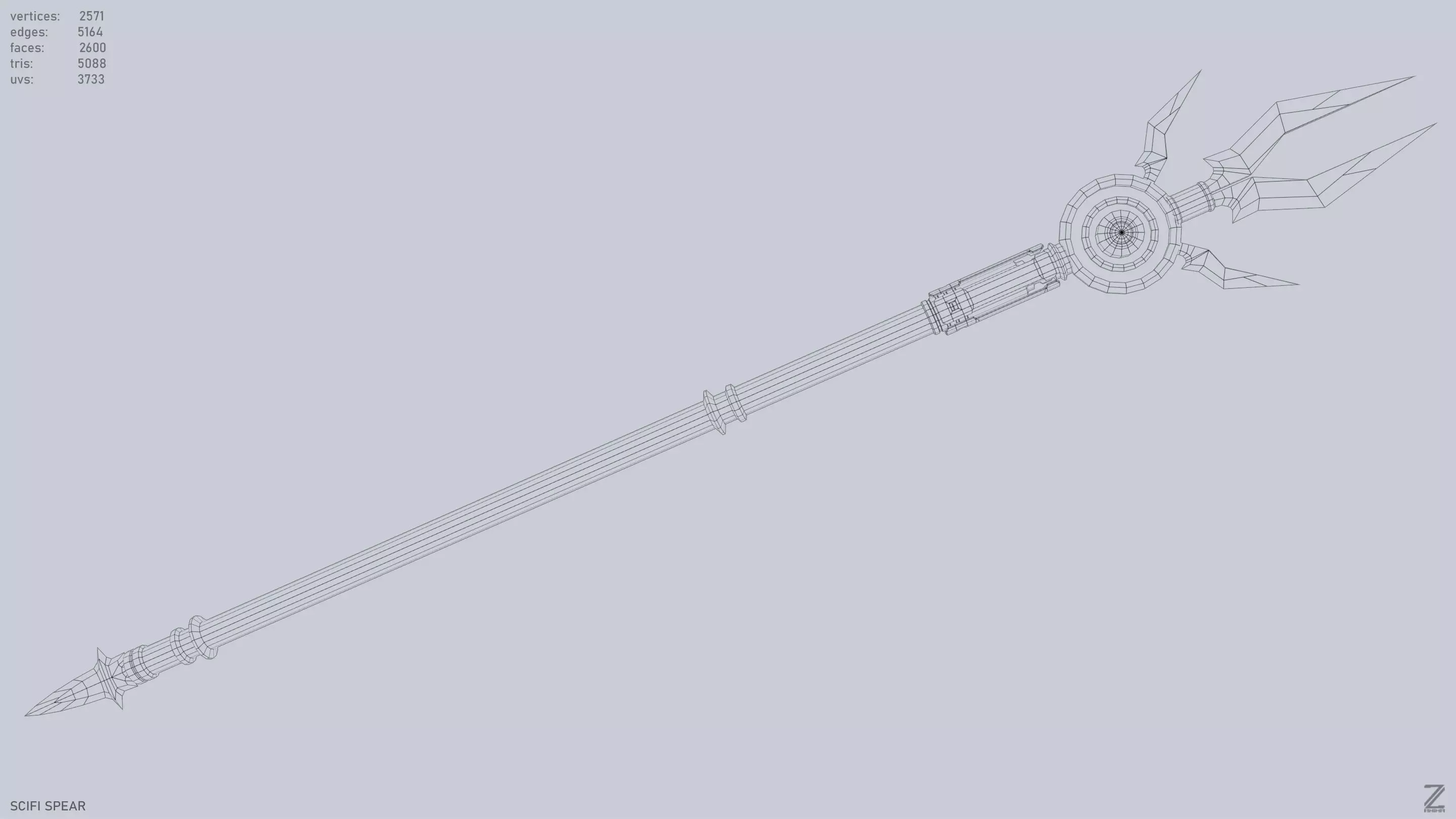 Scifi spear Low-poly 3D model_13