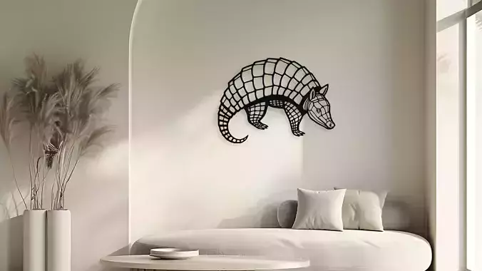 Armadillo Geometric Wall Art Decor For Laser Cut and 3D Print