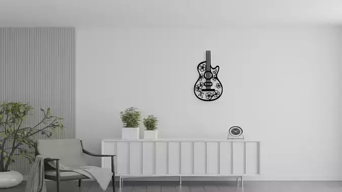 Abstract Geometric Guitar Wall Art Decor