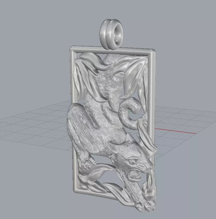 3D Panther Pendant in Frame Jewelry Design Model Free 3D print model