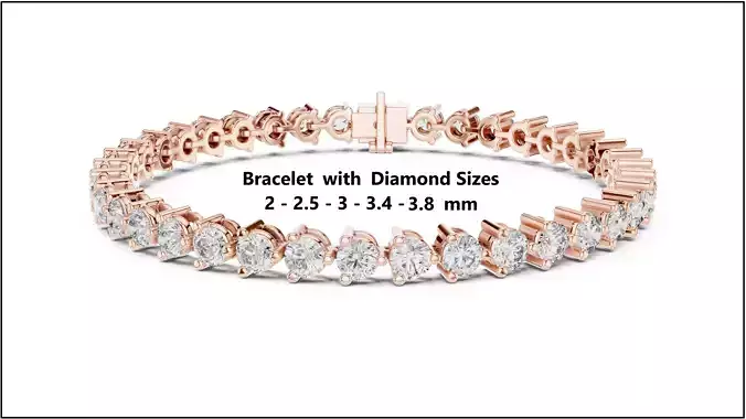 Tennis Bracelet with 5 diamond sizes 3d model animation renders 3D print model
