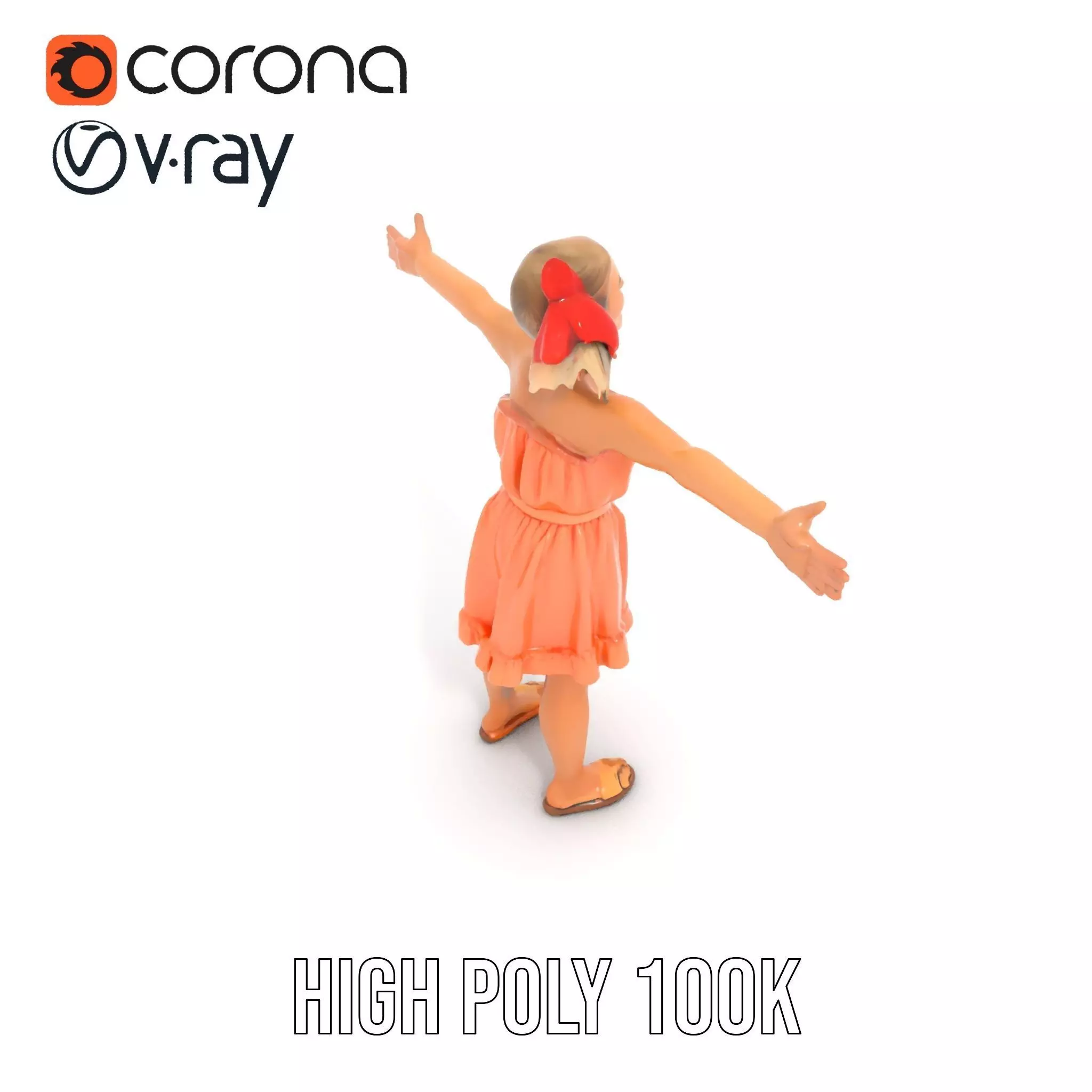 Young Girl Summer Dress Model Pack Low-poly 3D model_10