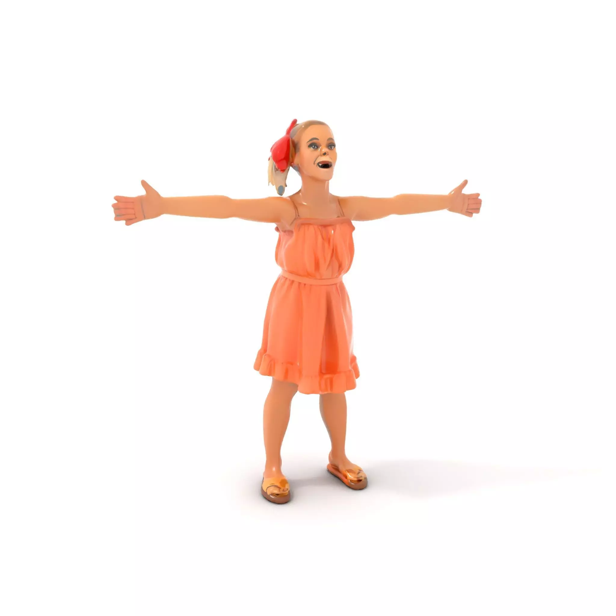 Young Girl Summer Dress Model Pack Low-poly 3D model_0