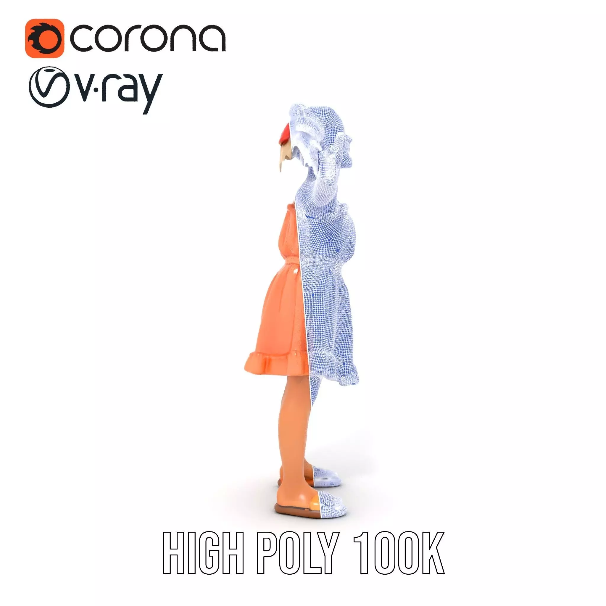 Young Girl Summer Dress Model Pack Low-poly 3D model_35