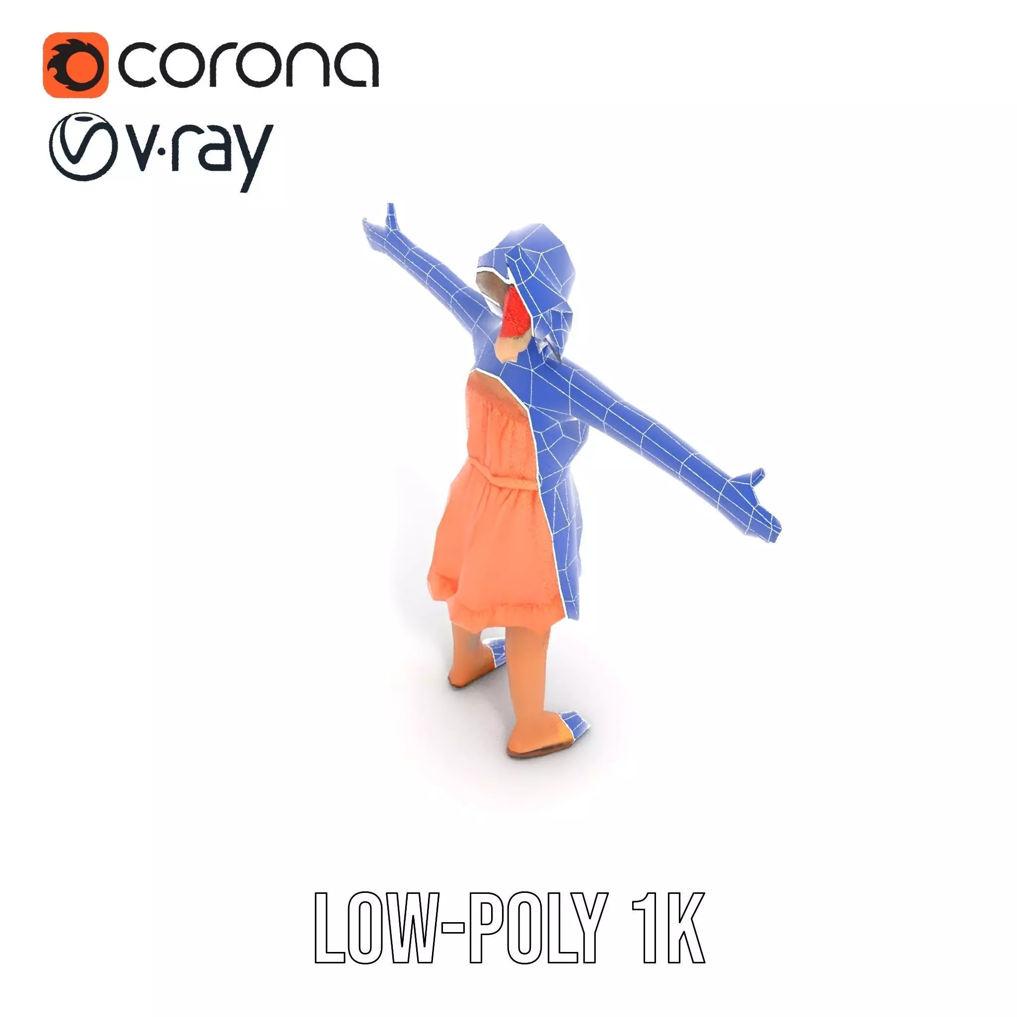 Young Girl Summer Dress Model Pack Low-poly 3D model_20