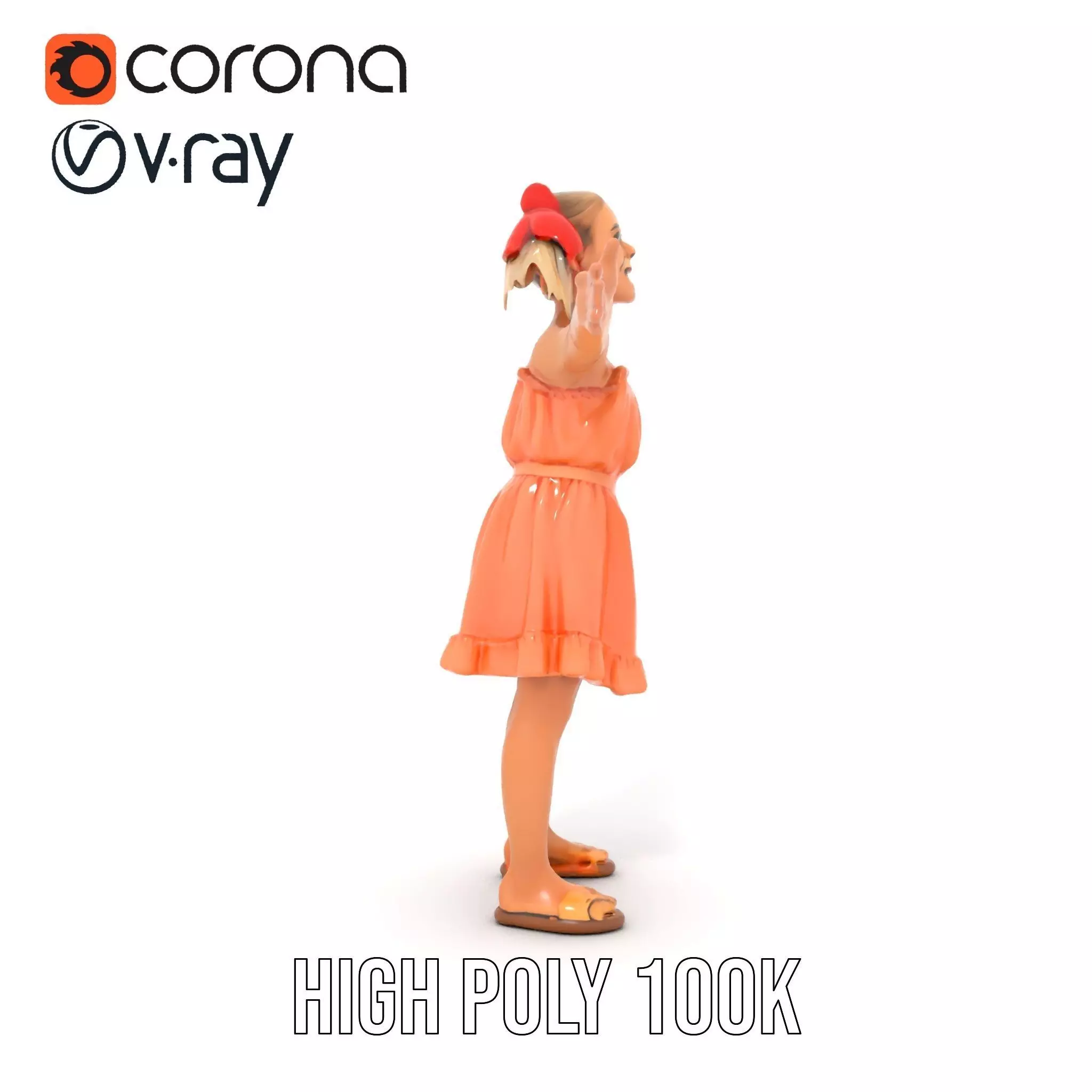 Young Girl Summer Dress Model Pack Low-poly 3D model_21