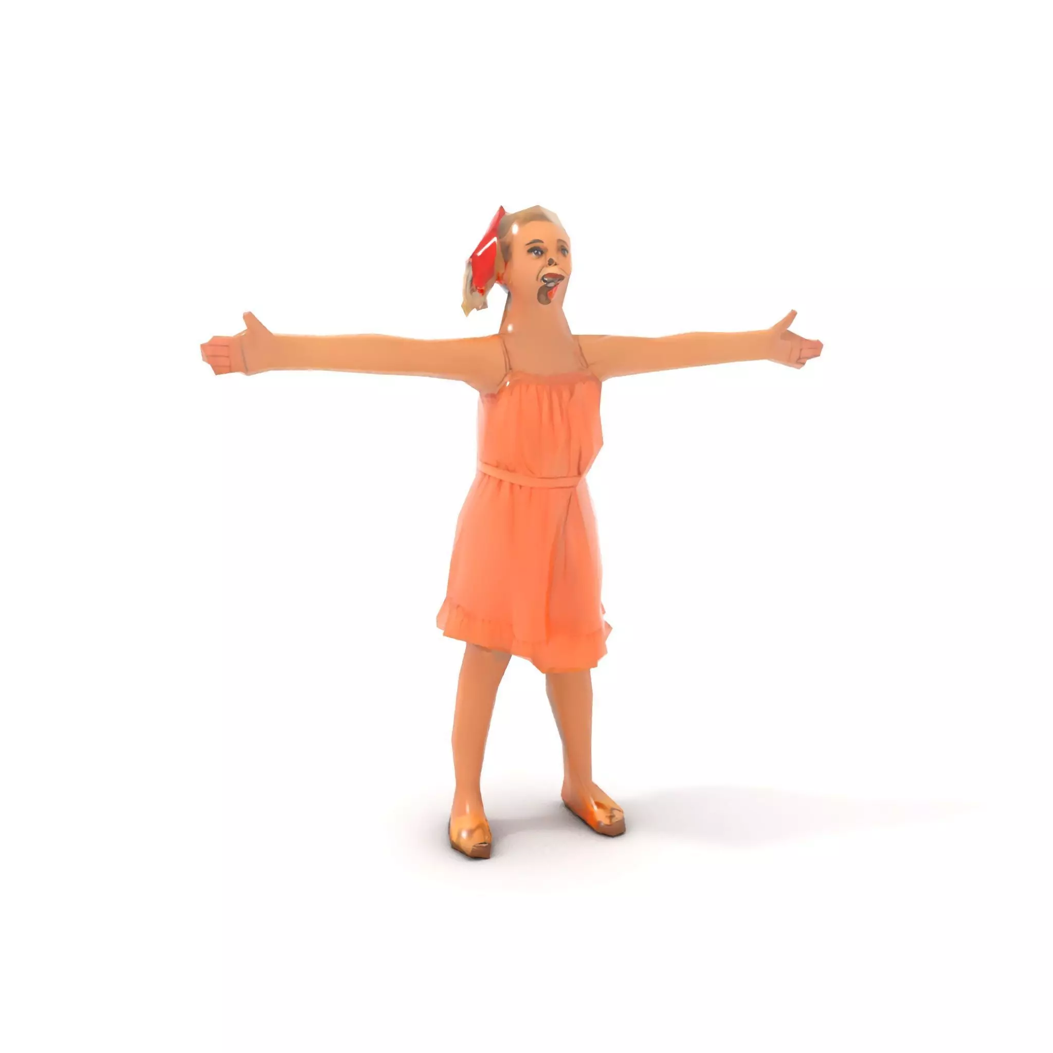 Young Girl Summer Dress Model Pack Low-poly 3D model_14