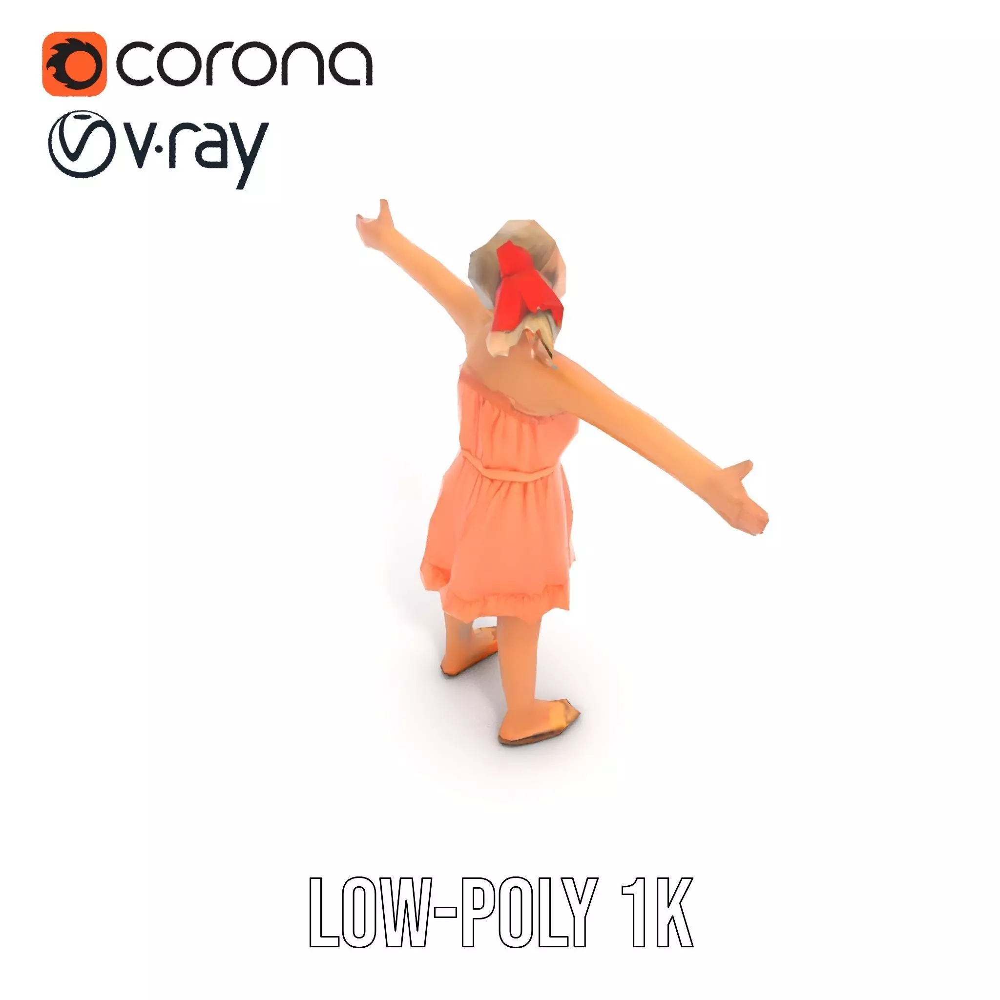 Young Girl Summer Dress Model Pack Low-poly 3D model_23