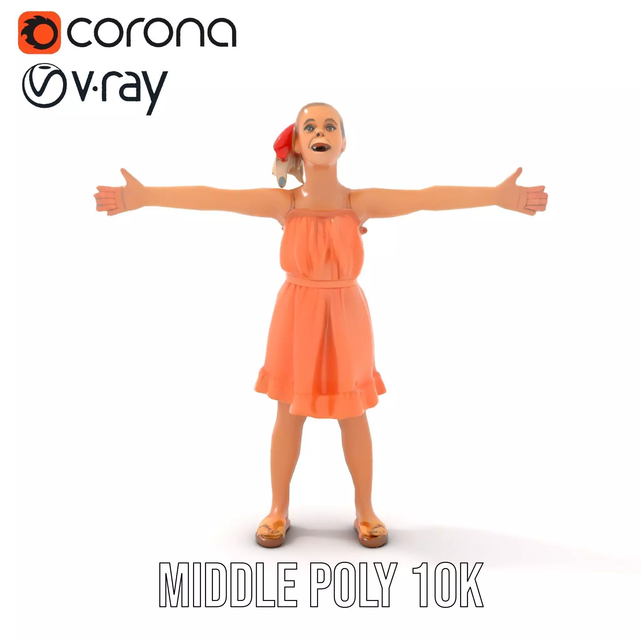 Young Girl Summer Dress Model Pack Low-poly 3D model_13