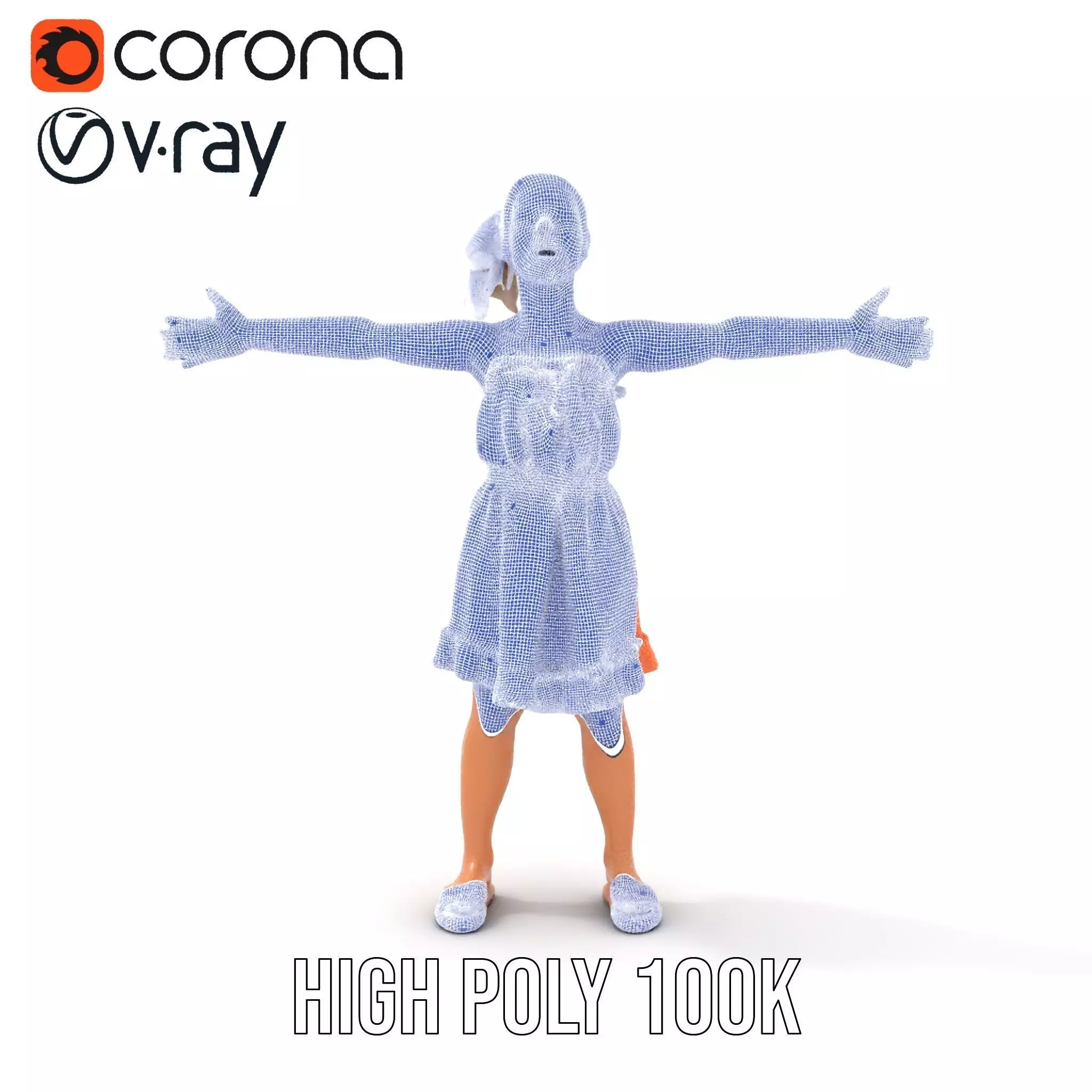 Young Girl Summer Dress Model Pack Low-poly 3D model_29