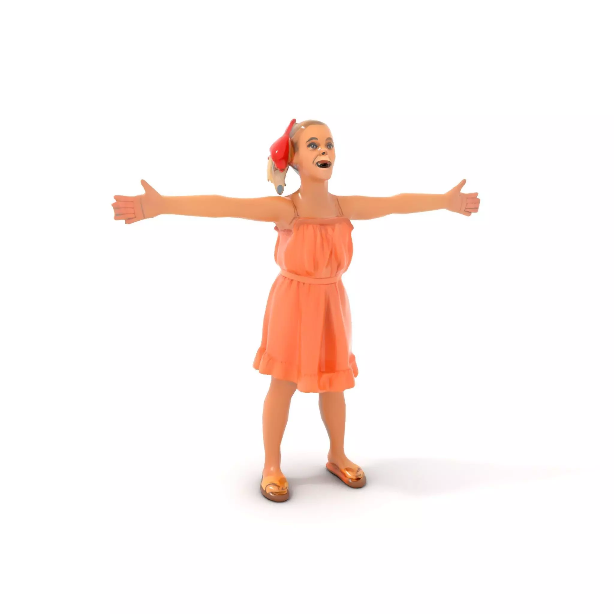 Young Girl Summer Dress Model Pack Low-poly 3D model_11