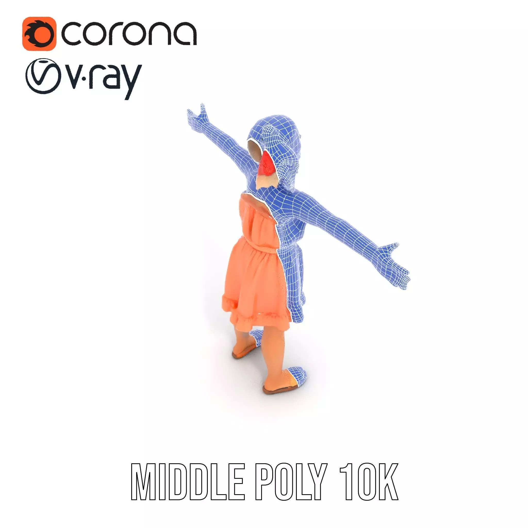 Young Girl Summer Dress Model Pack Low-poly 3D model_27