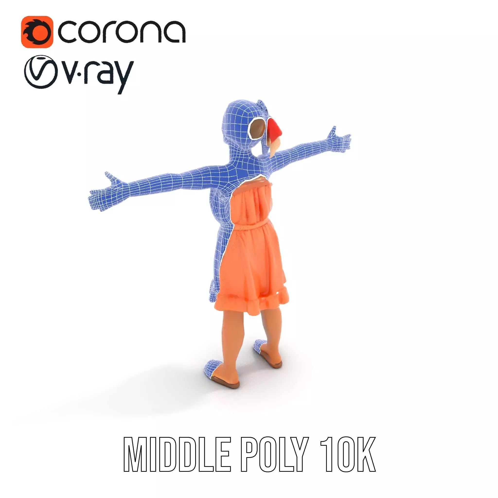 Young Girl Summer Dress Model Pack Low-poly 3D model_30