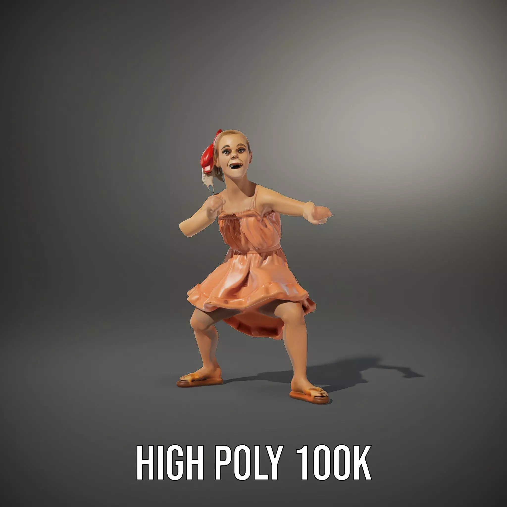 Young Girl Summer Dress Model Pack Low-poly 3D model_32