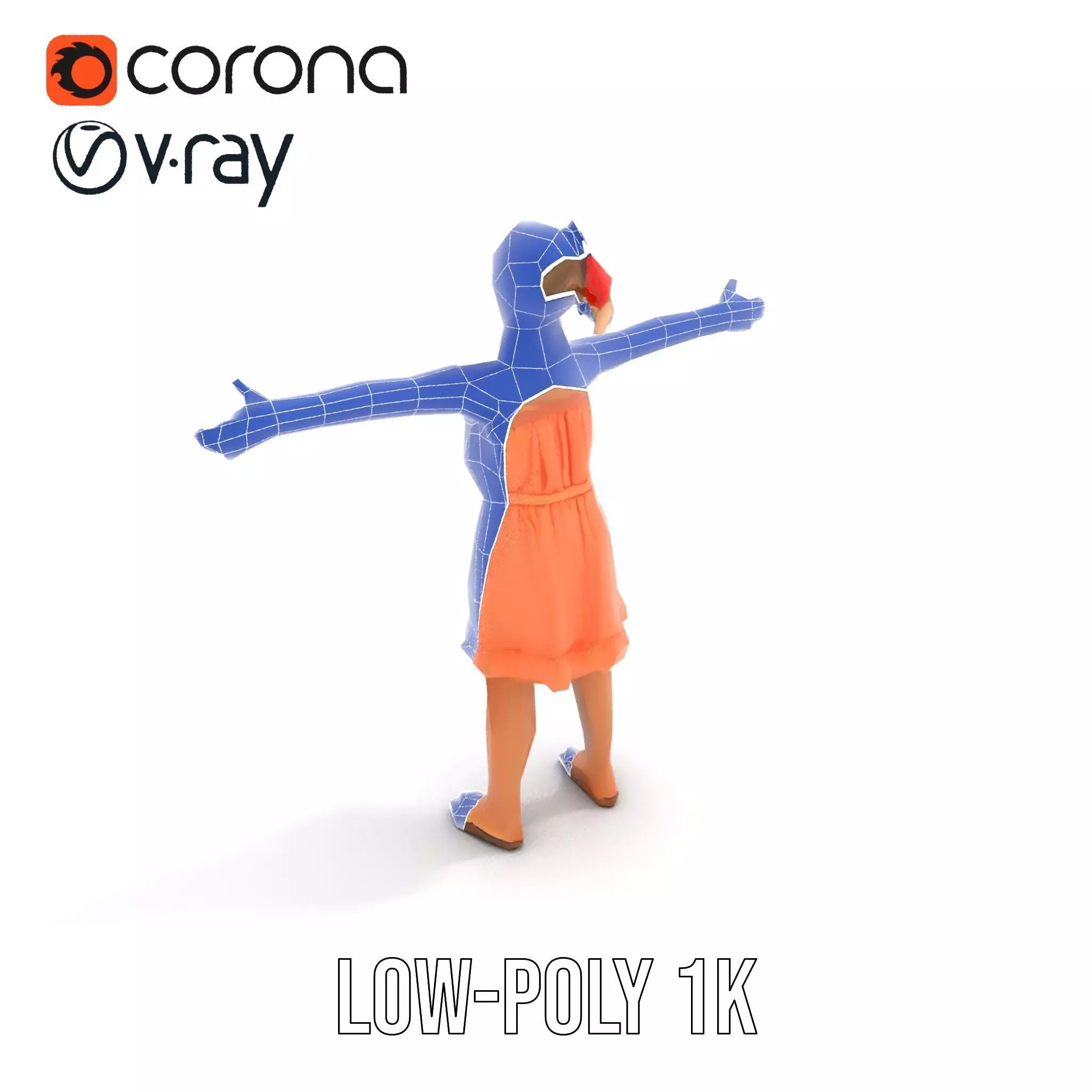 Young Girl Summer Dress Model Pack Low-poly 3D model_25