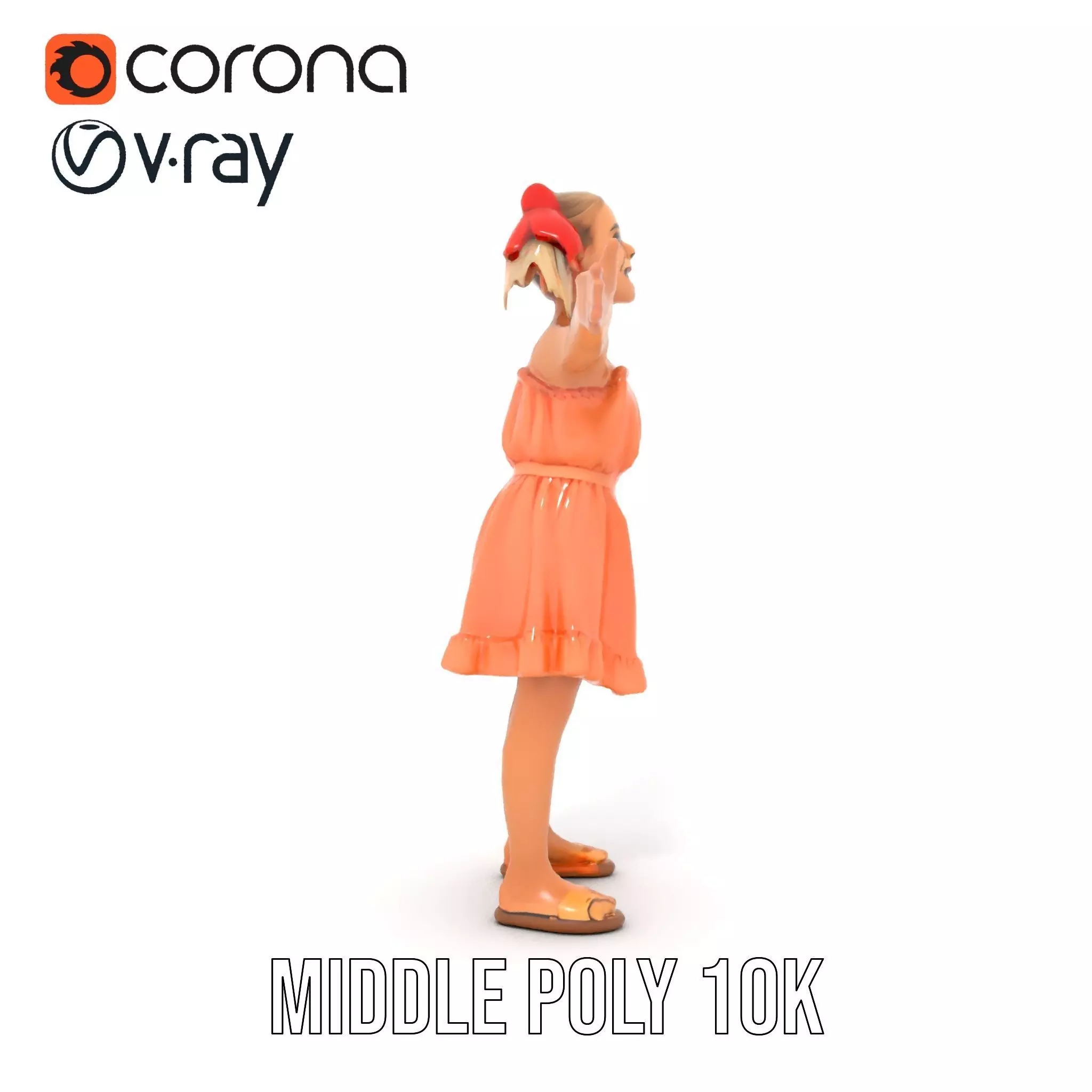 Young Girl Summer Dress Model Pack Low-poly 3D model_16