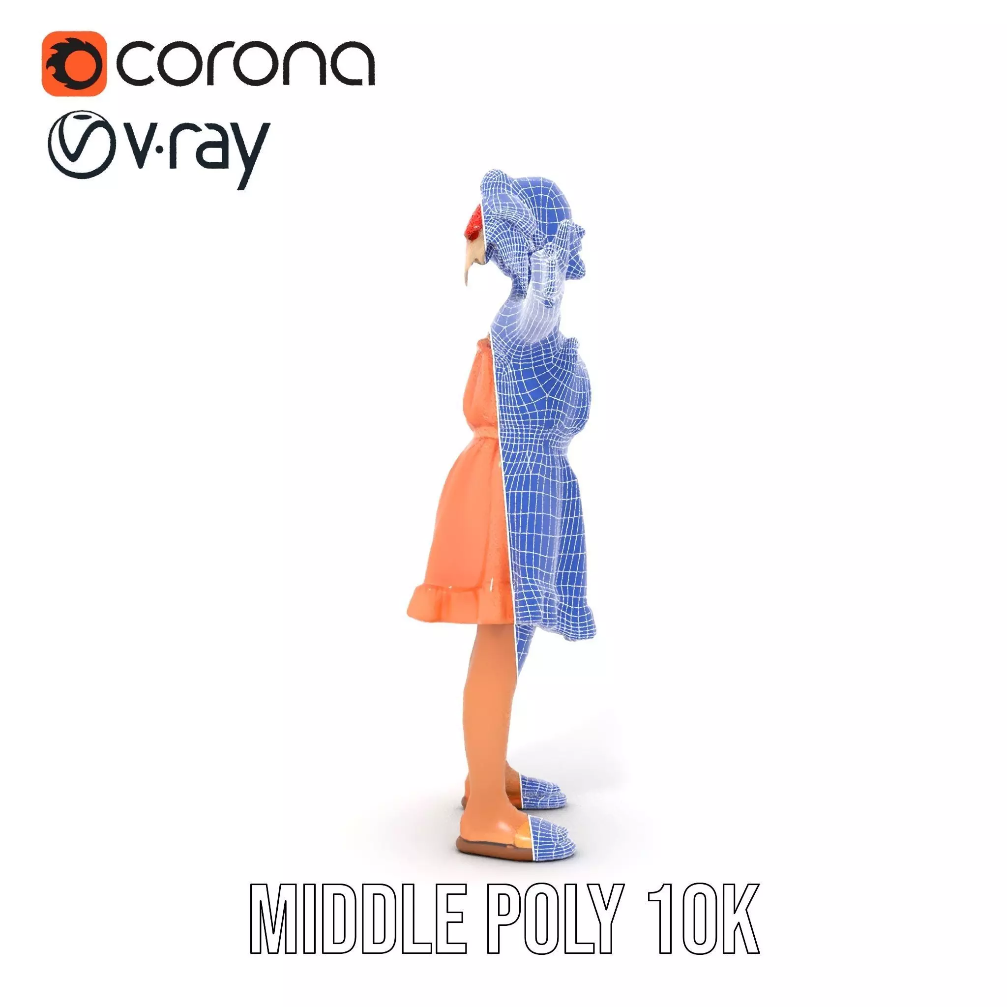 Young Girl Summer Dress Model Pack Low-poly 3D model_24