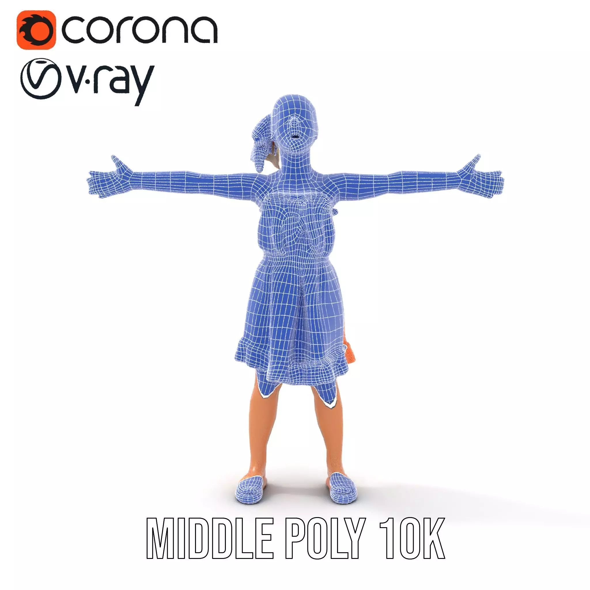 Young Girl Summer Dress Model Pack Low-poly 3D model_22