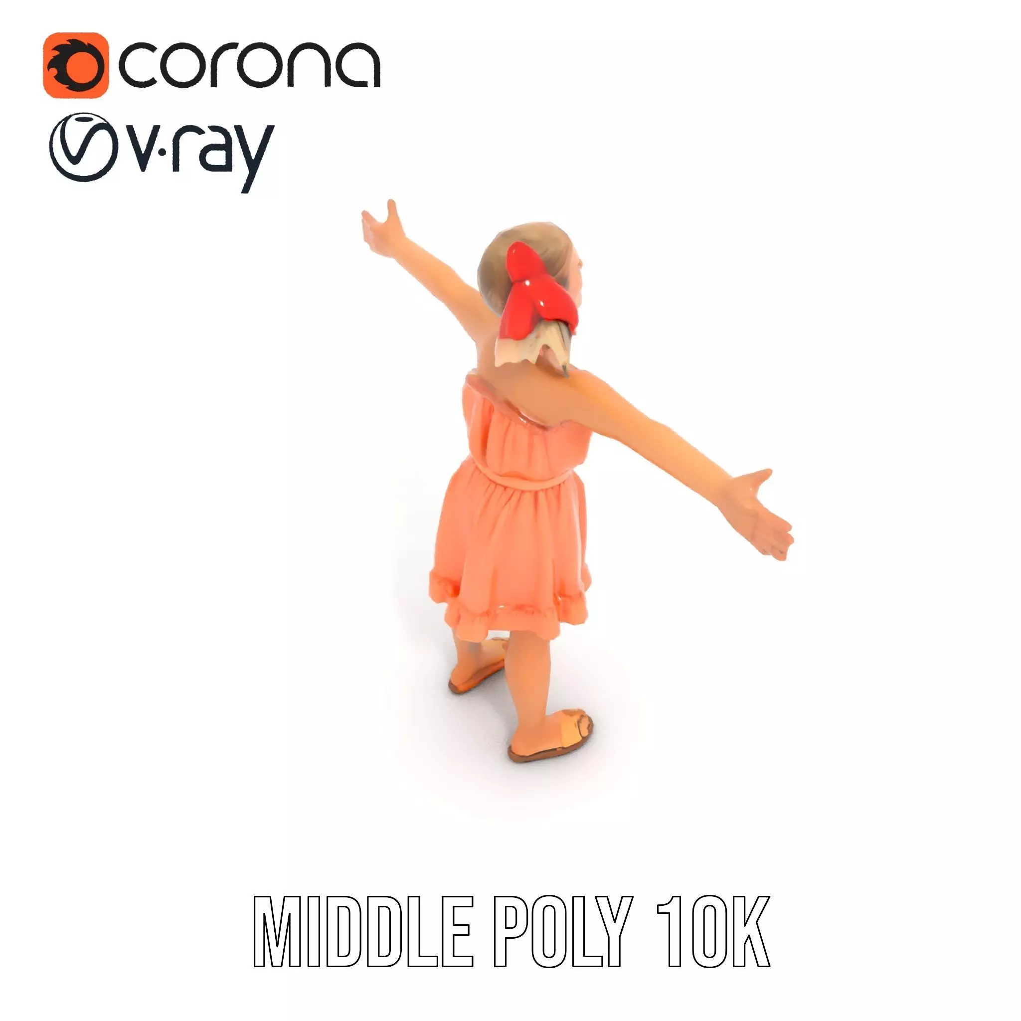 Young Girl Summer Dress Model Pack Low-poly 3D model_6