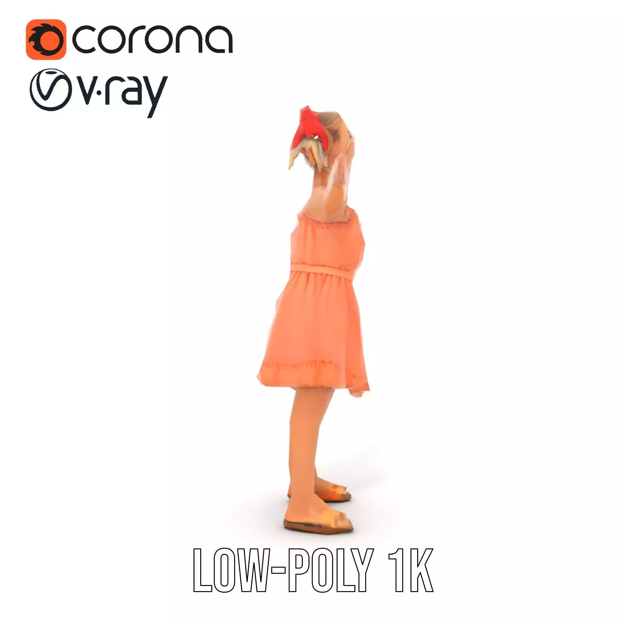 Young Girl Summer Dress Model Pack Low-poly 3D model_9