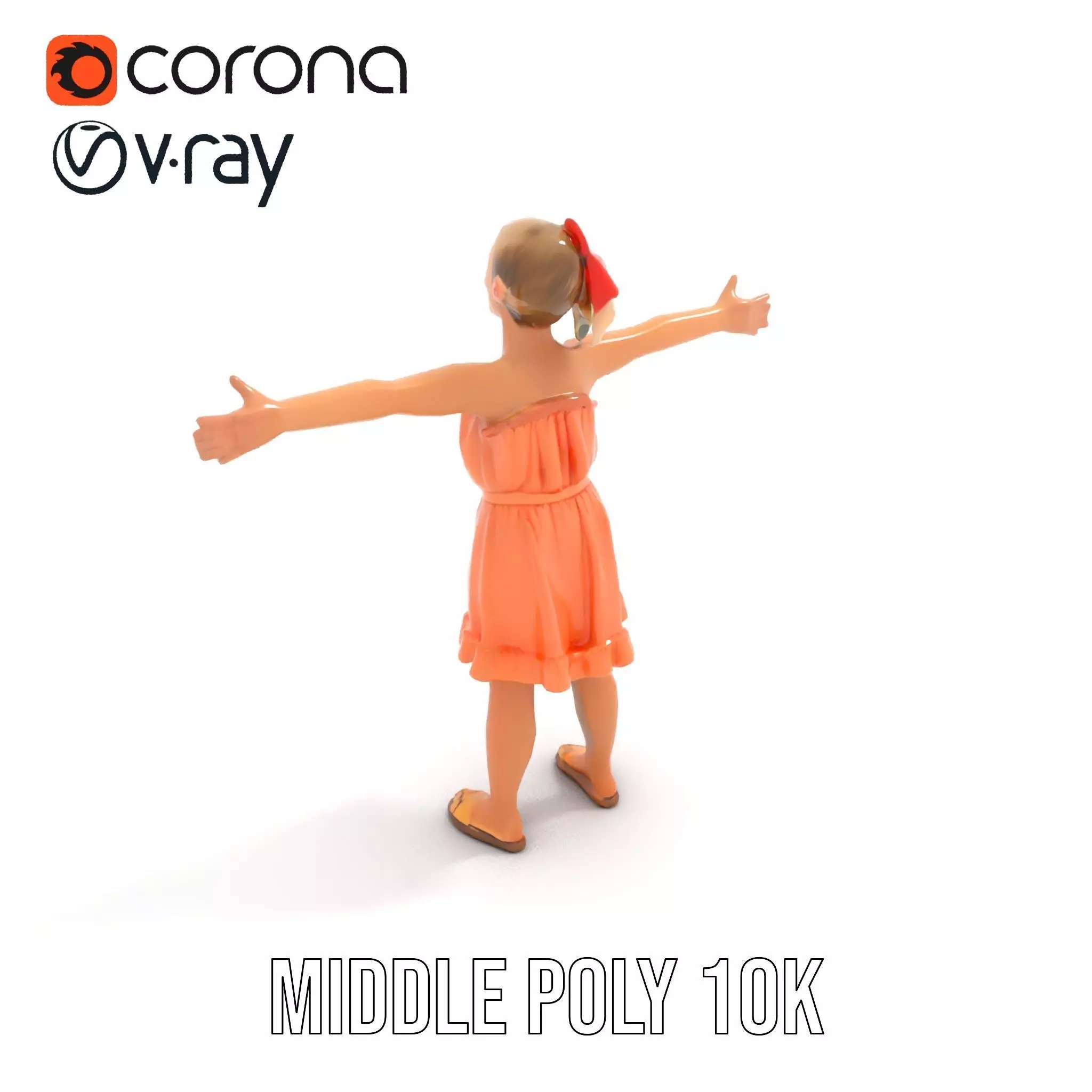 Young Girl Summer Dress Model Pack Low-poly 3D model_7