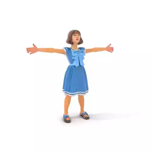 Girl in Blue Dress with Bow Model Pack Low-poly 3D model Girl in Blue Dress with Bow Model Pack Low-poly 3D model