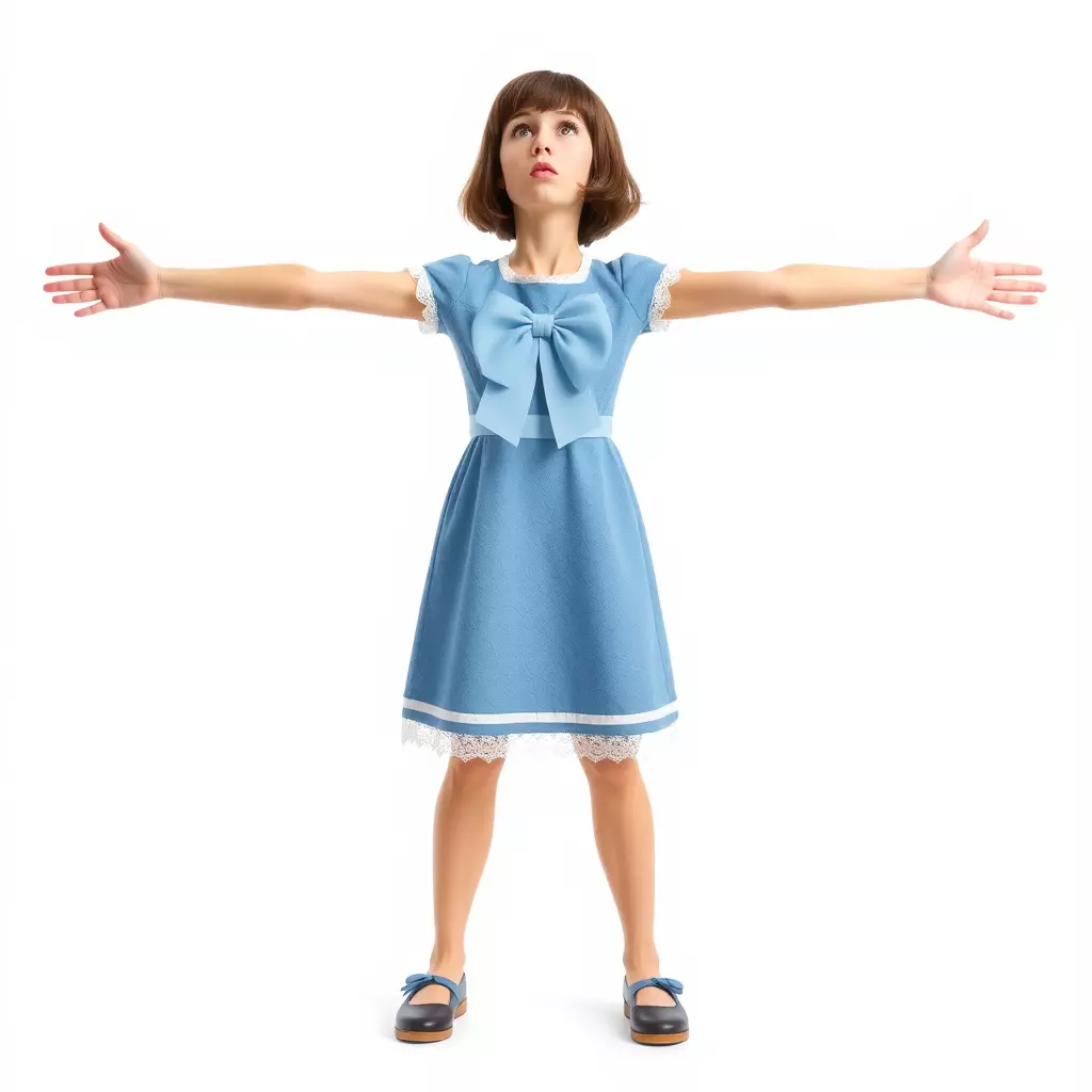 Girl in Blue Dress with Bow Model Pack Low-poly 3D model_3