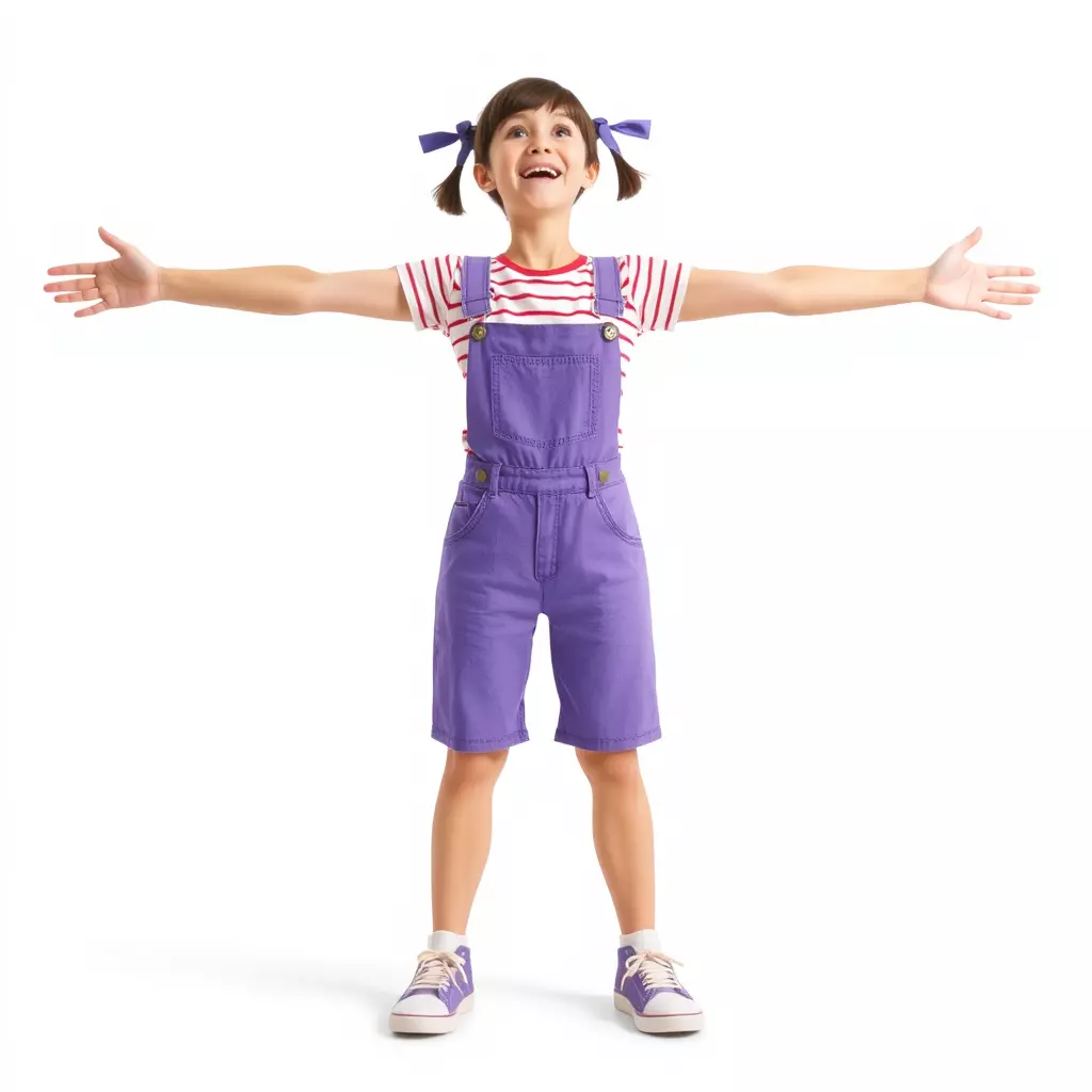 Cheerful Child in Purple Overalls Model Pack Low-poly 3D model_3