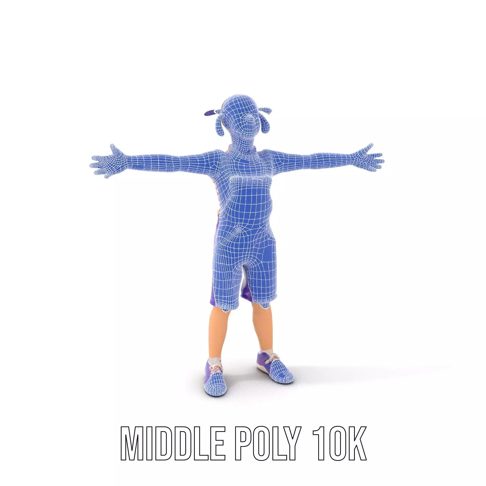Cheerful Child in Purple Overalls Model Pack Low-poly 3D model_16