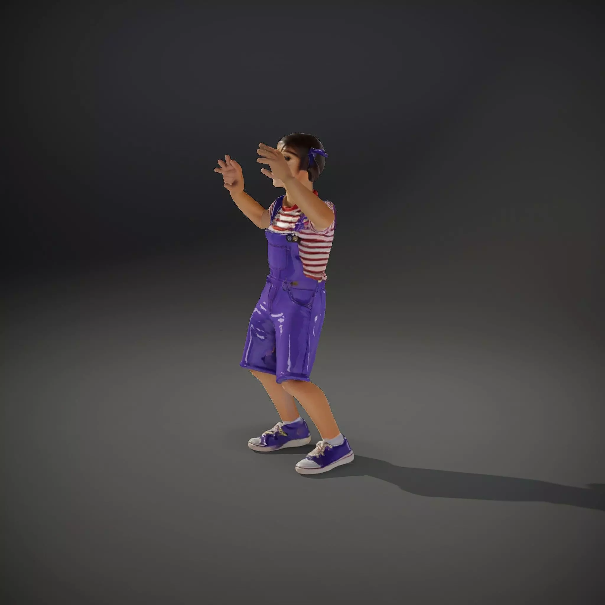 Cheerful Child in Purple Overalls Model Pack Low-poly 3D model_34