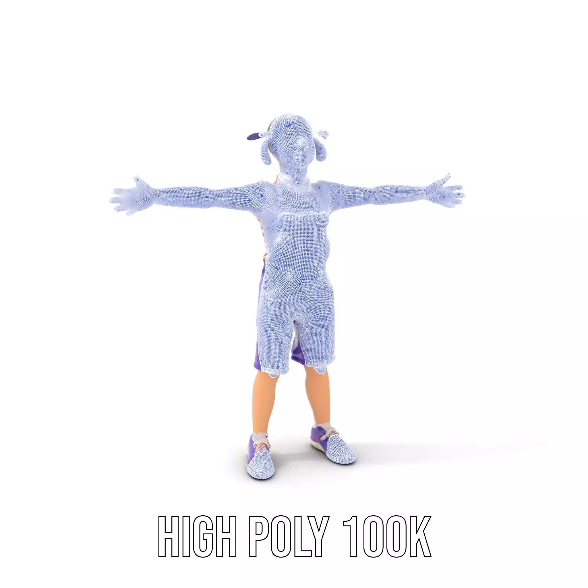 Cheerful Child in Purple Overalls Model Pack Low-poly 3D model_5