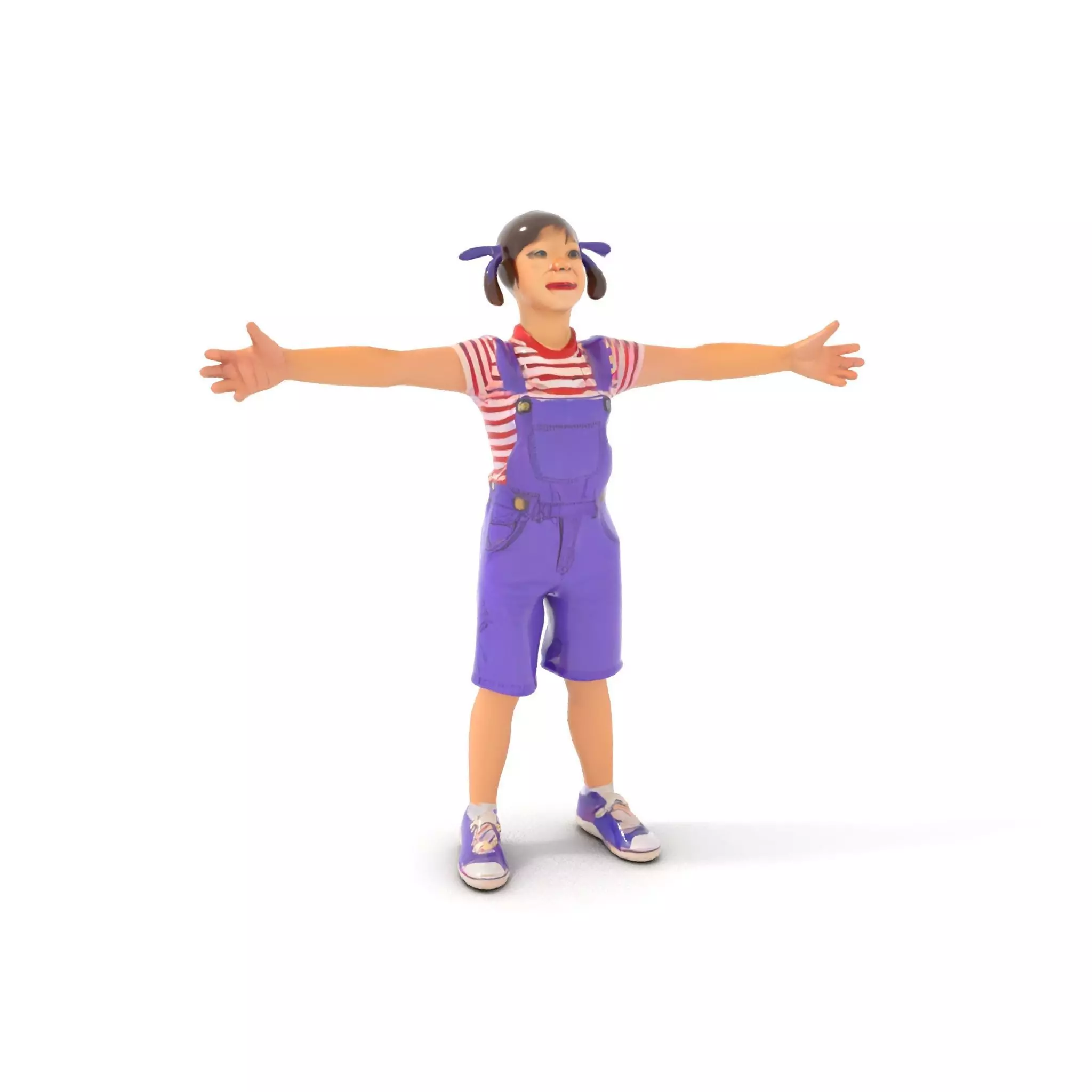 Cheerful Child in Purple Overalls Model Pack Low-poly 3D model_10