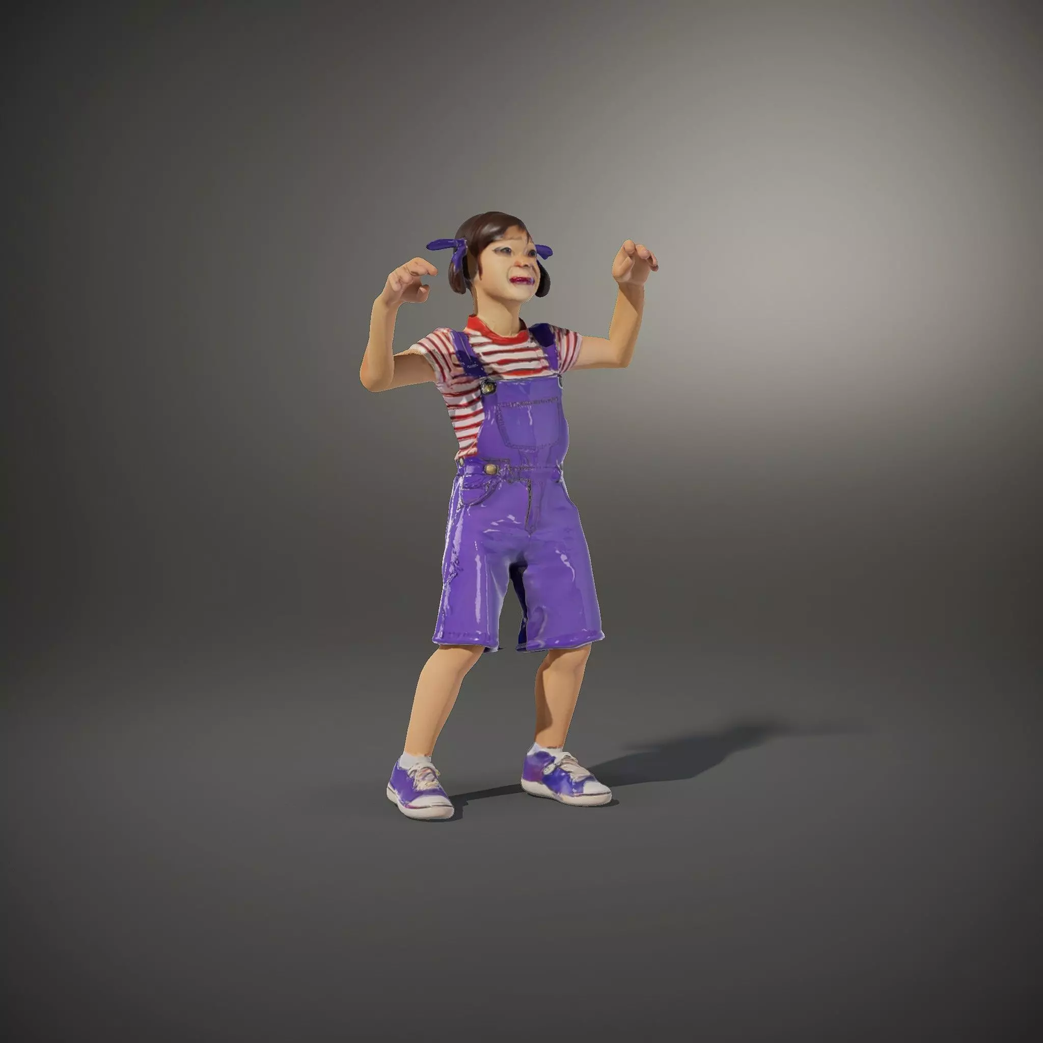Cheerful Child in Purple Overalls Model Pack Low-poly 3D model_35