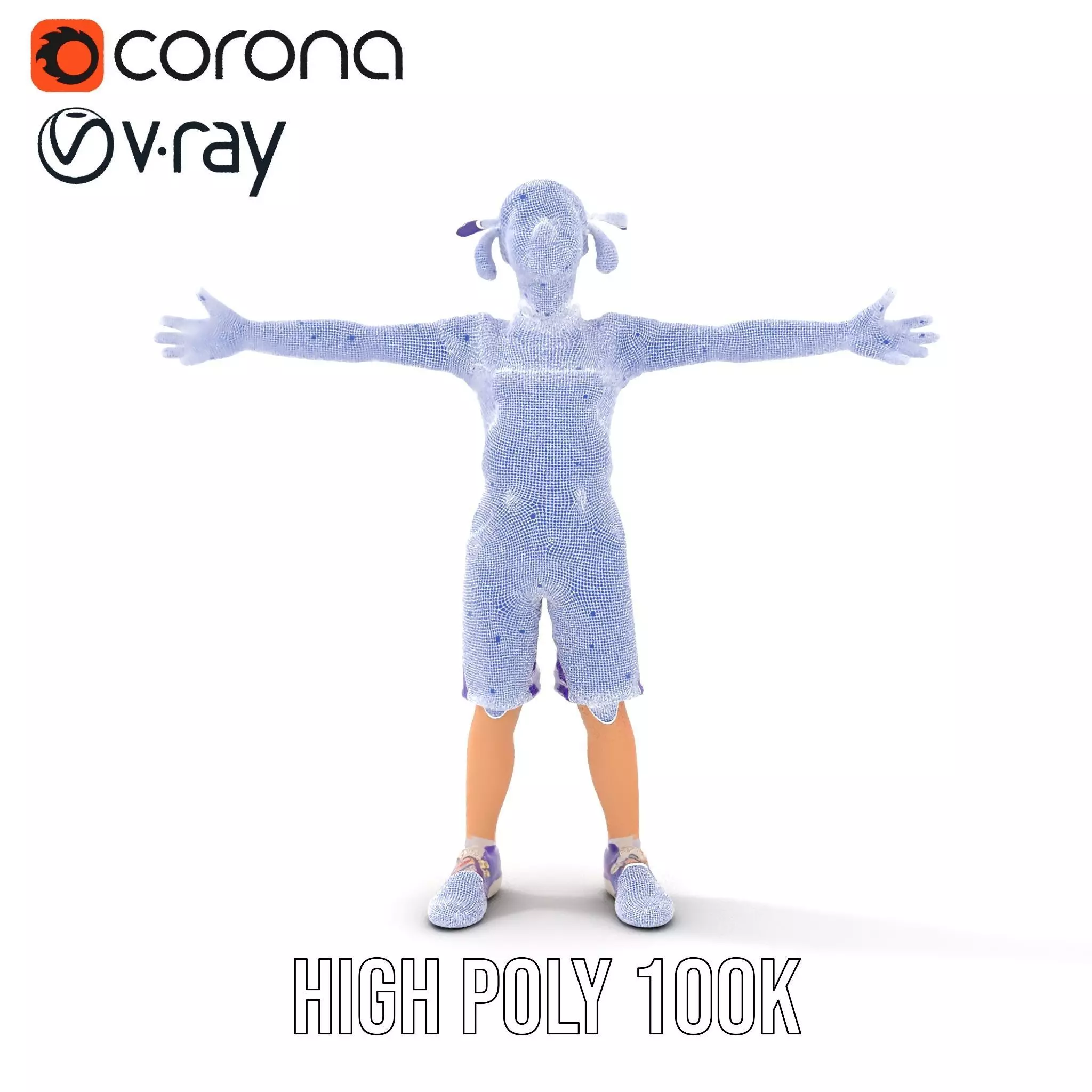 Cheerful Child in Purple Overalls Model Pack Low-poly 3D model_32