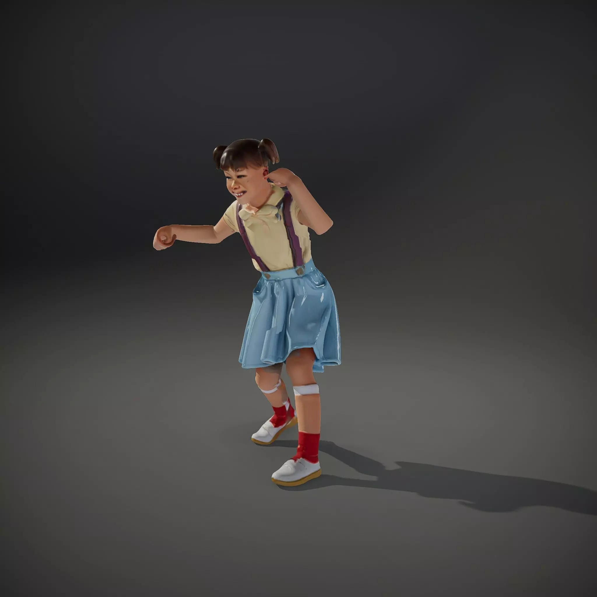 Smiling Girl in Casual Outfit Model Pack Low-poly 3D model_35