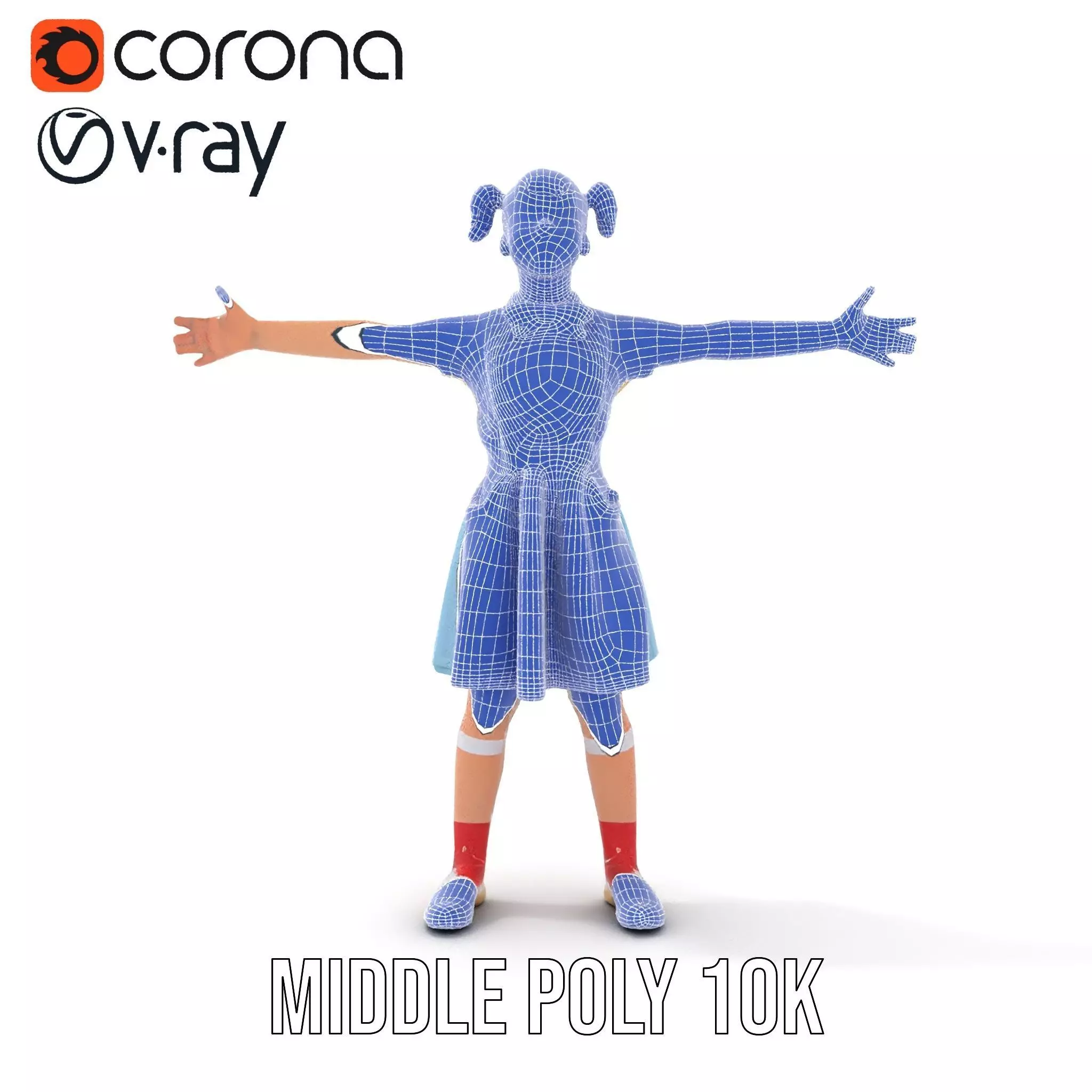 Smiling Girl in Casual Outfit Model Pack Low-poly 3D model_16