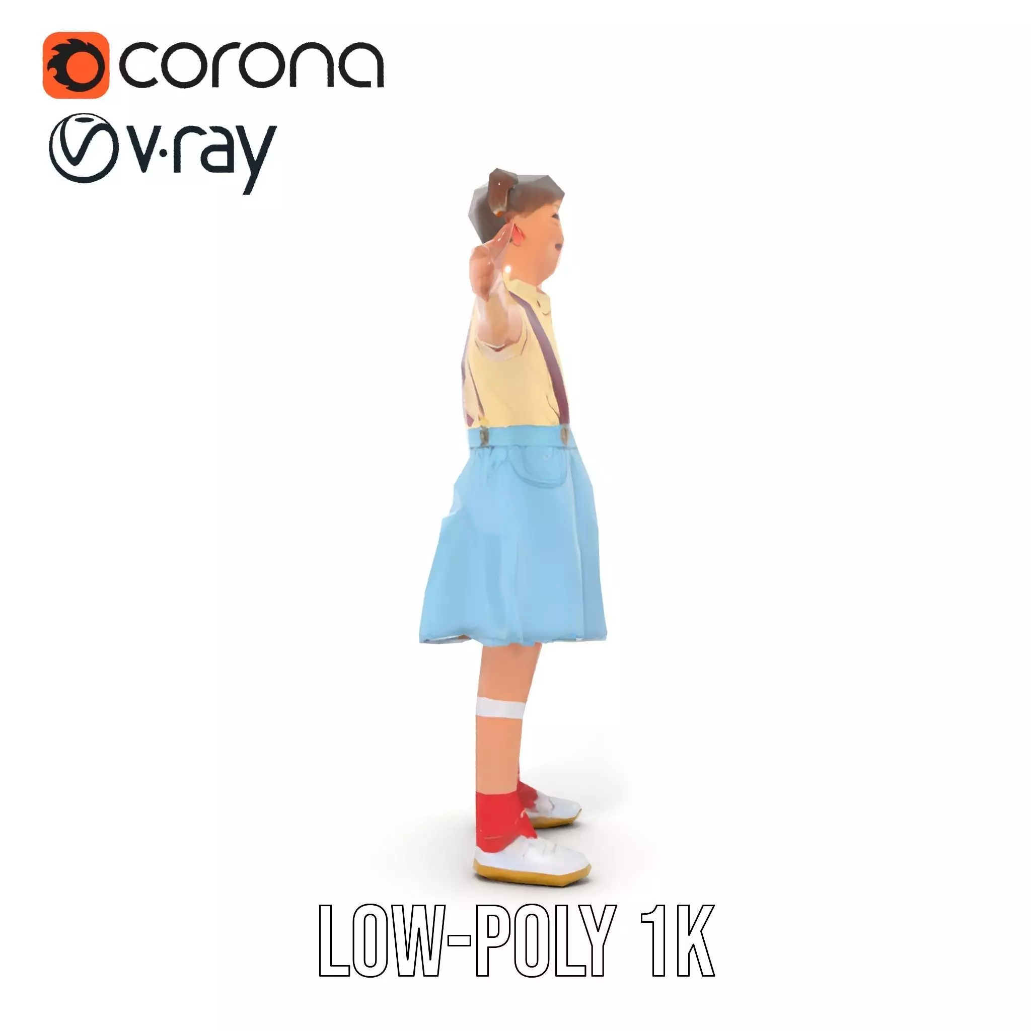 Smiling Girl in Casual Outfit Model Pack Low-poly 3D model_17