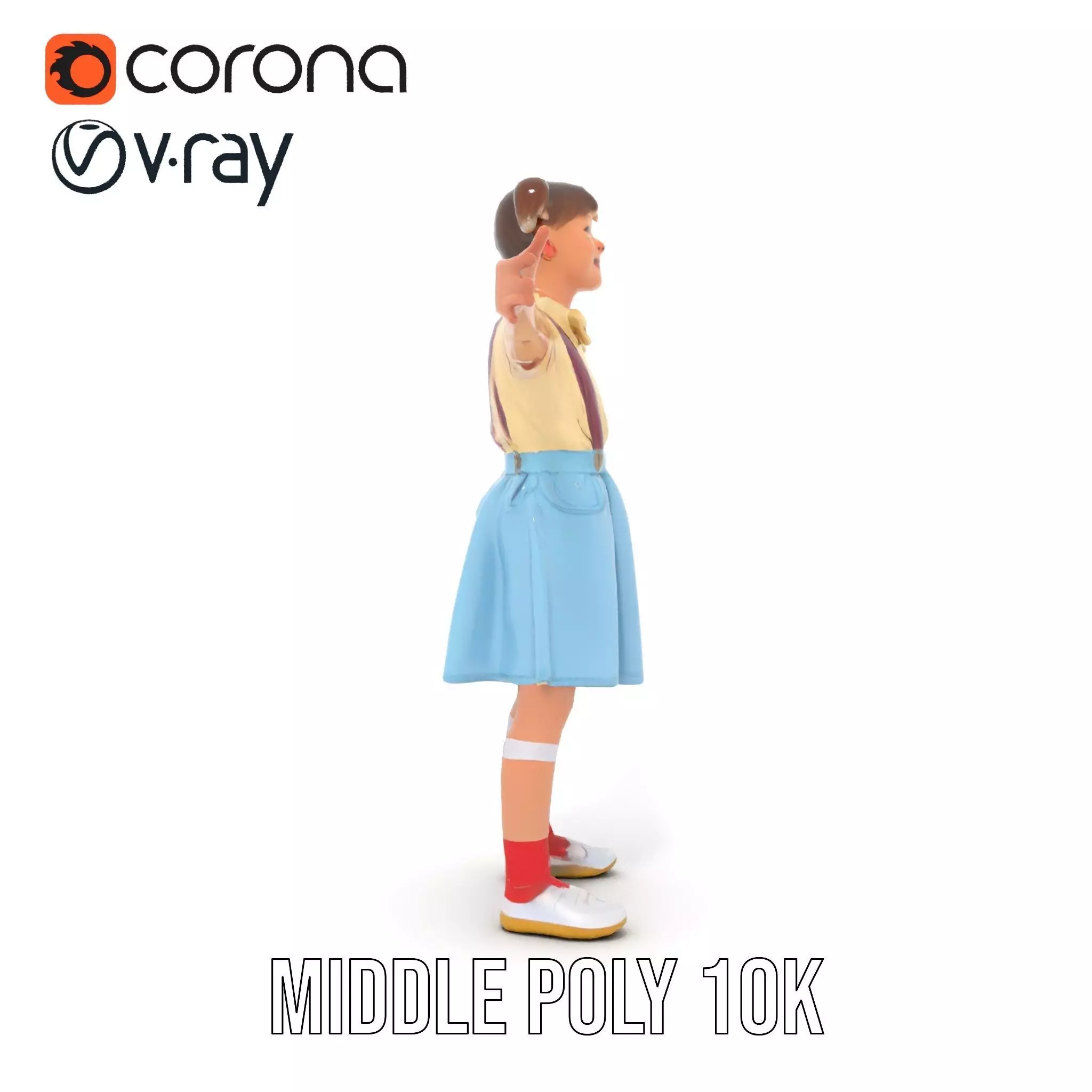 Smiling Girl in Casual Outfit Model Pack Low-poly 3D model_13