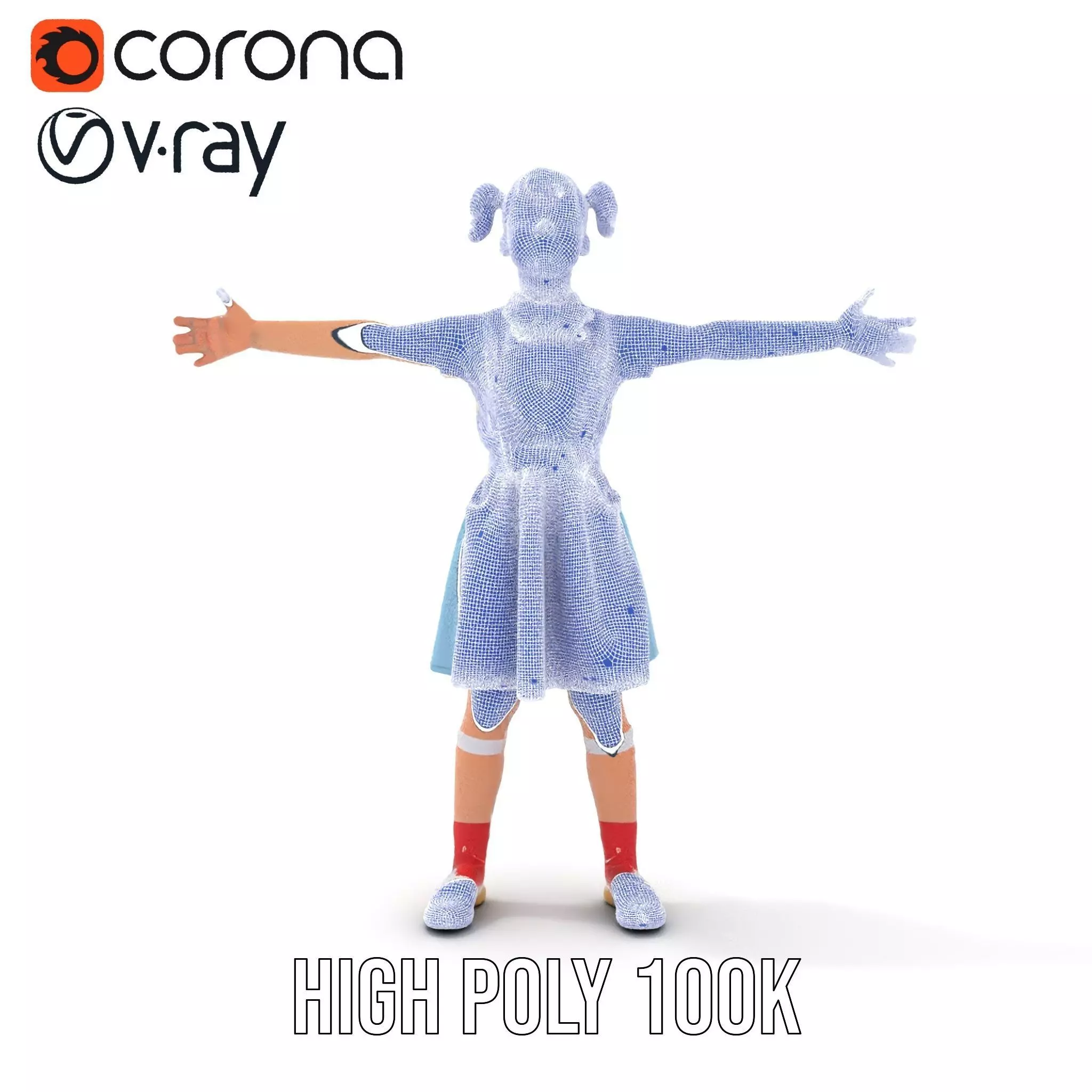 Smiling Girl in Casual Outfit Model Pack Low-poly 3D model_33