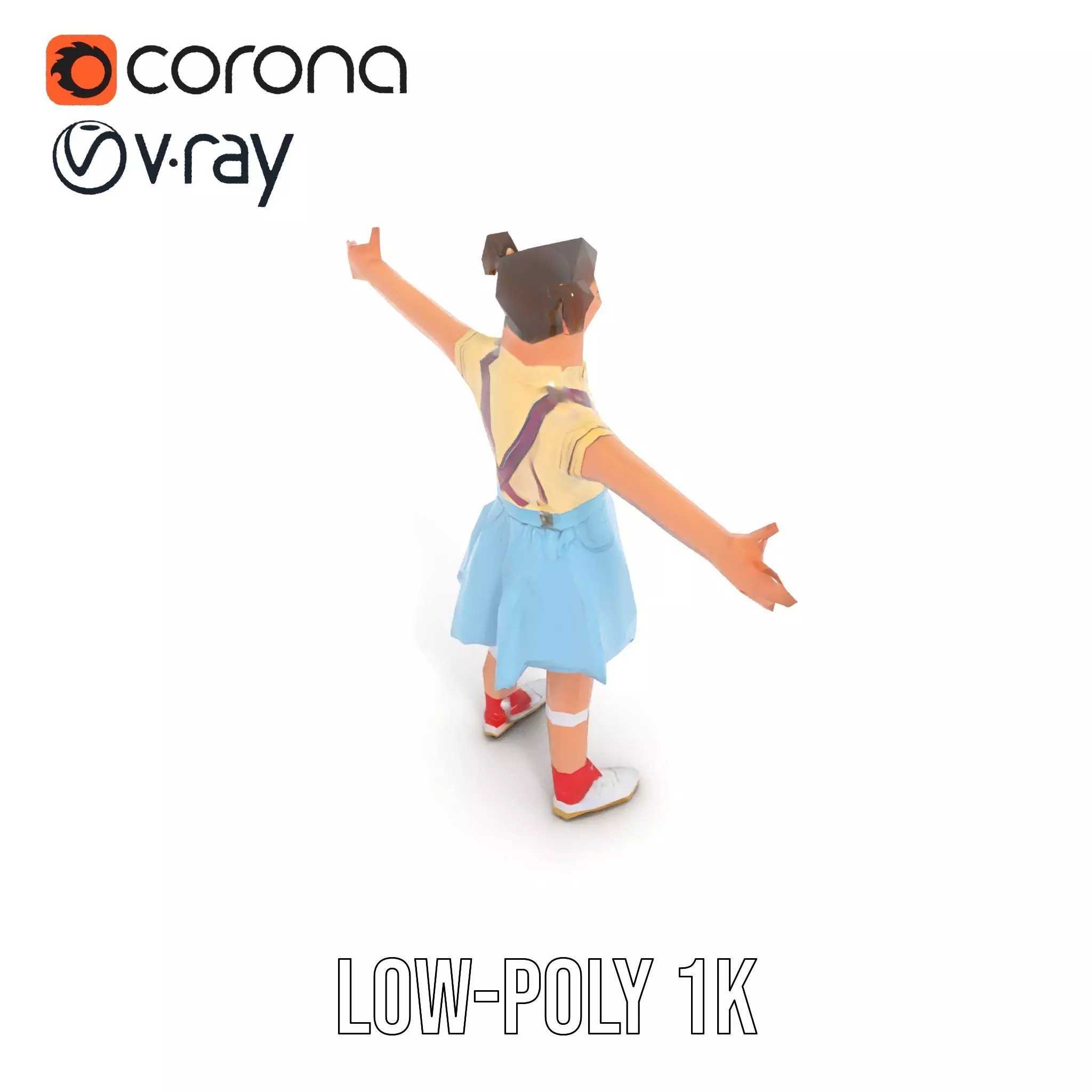 Smiling Girl in Casual Outfit Model Pack Low-poly 3D model_25