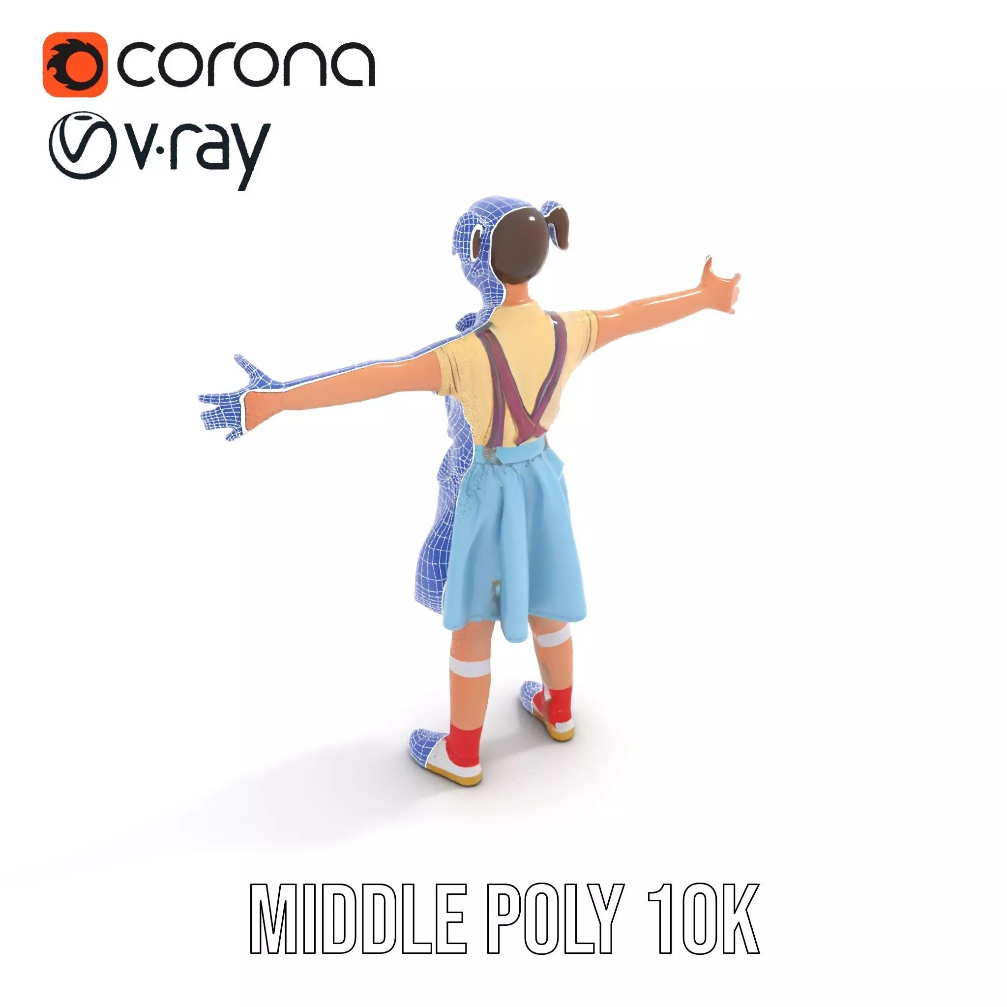 Smiling Girl in Casual Outfit Model Pack Low-poly 3D model_27