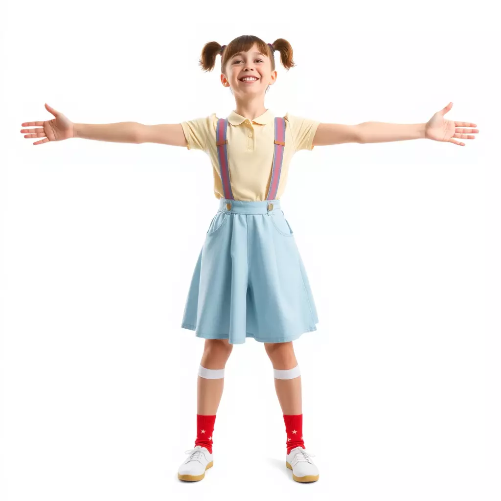 Smiling Girl in Casual Outfit Model Pack Low-poly 3D model_3