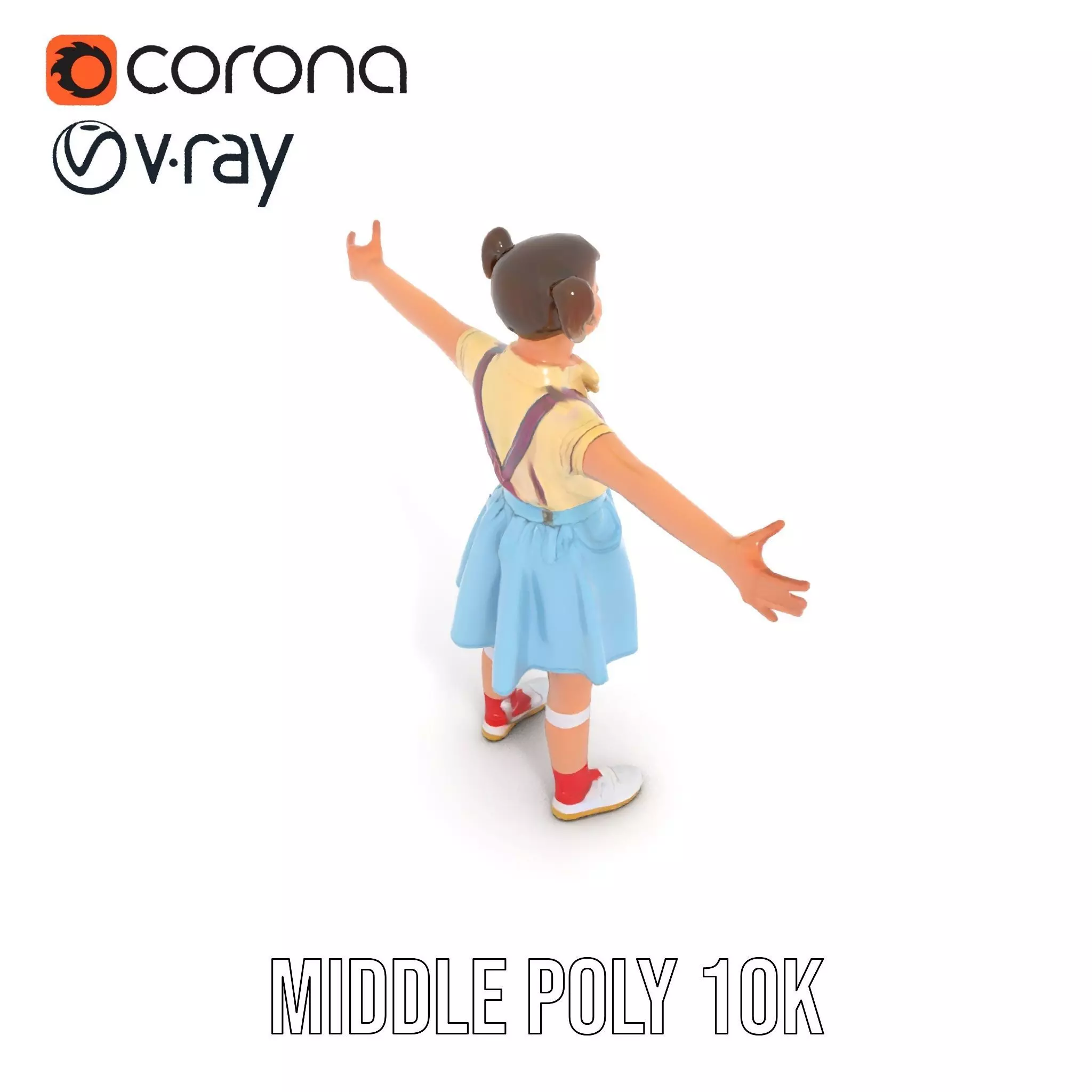 Smiling Girl in Casual Outfit Model Pack Low-poly 3D model_6