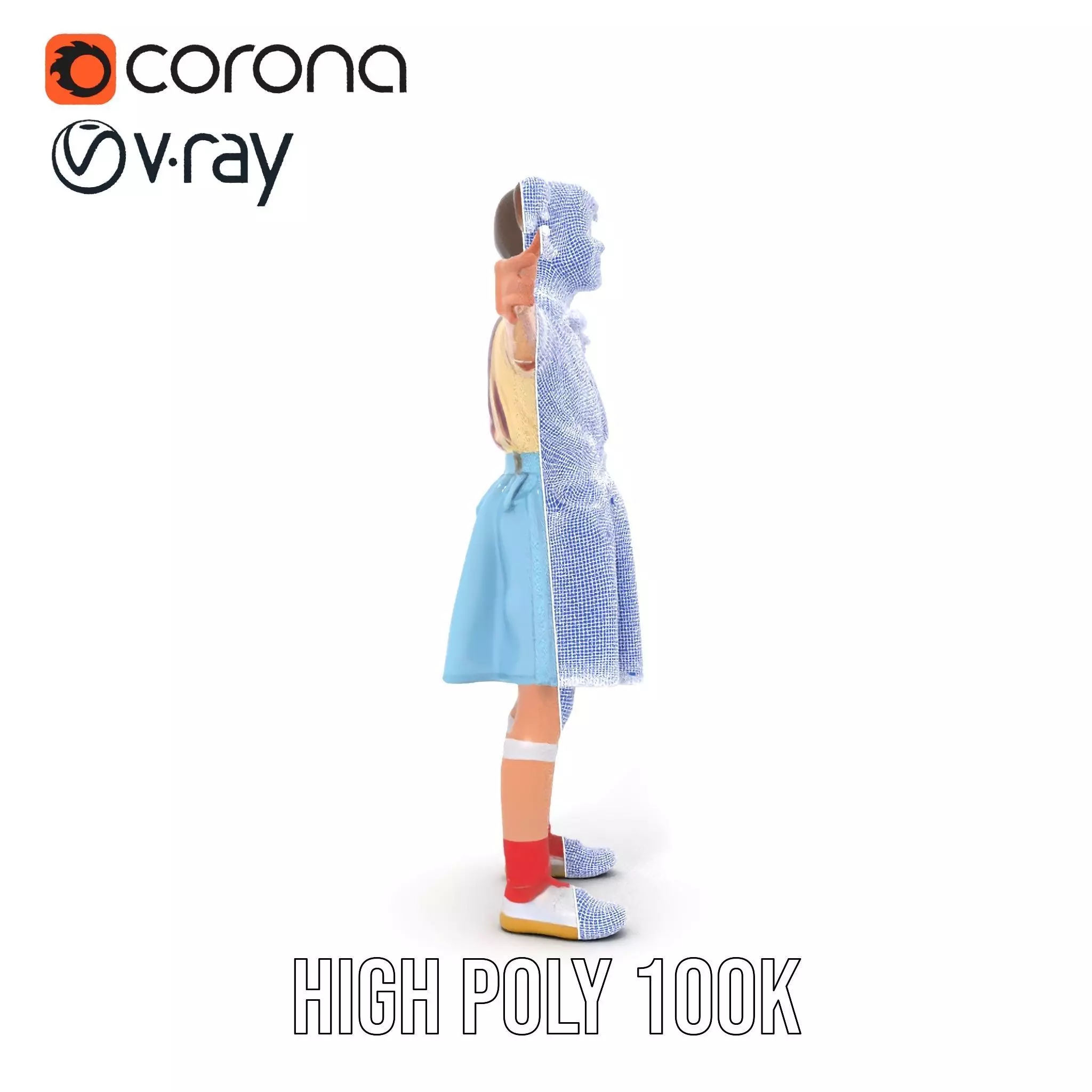 Smiling Girl in Casual Outfit Model Pack Low-poly 3D model_26