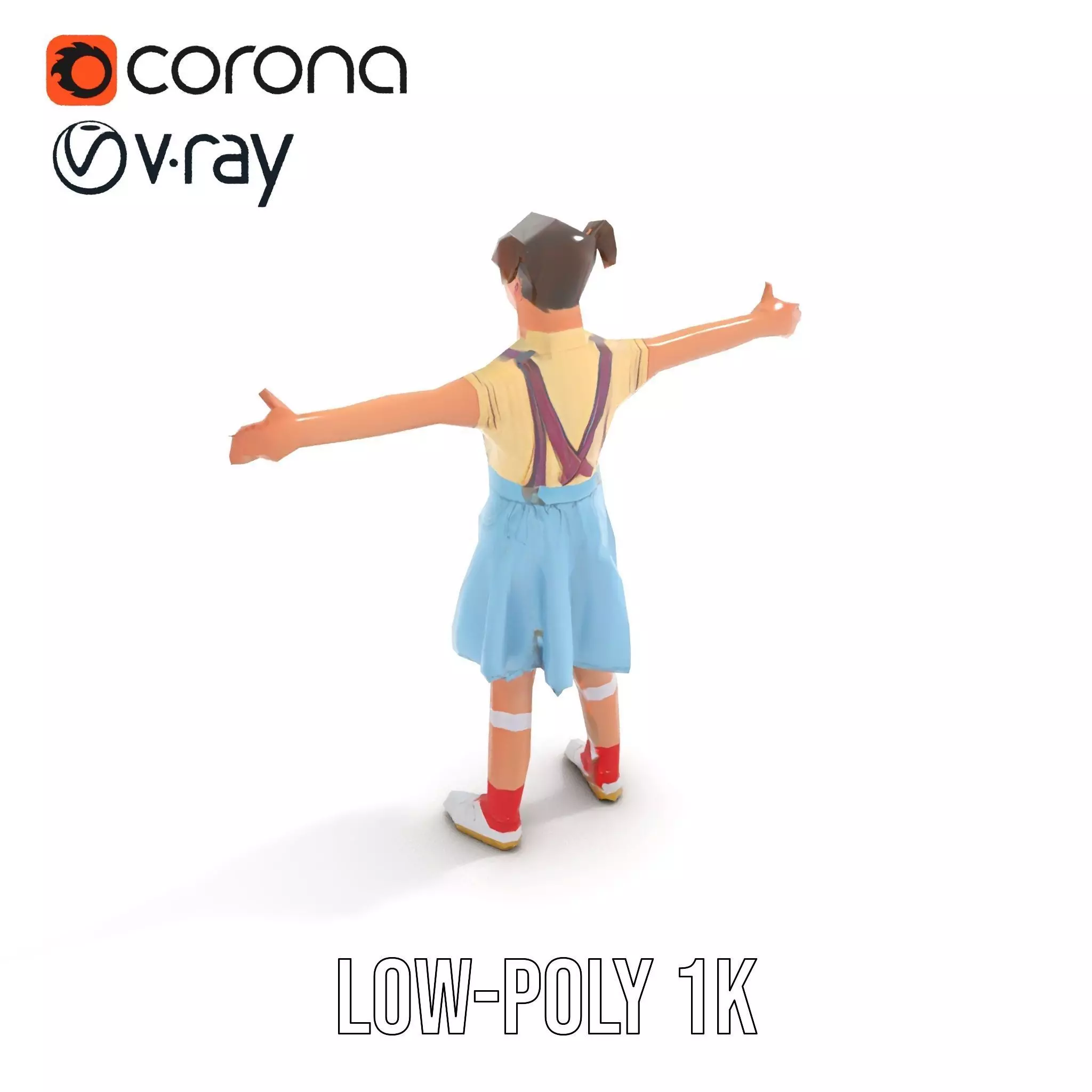 Smiling Girl in Casual Outfit Model Pack Low-poly 3D model_20