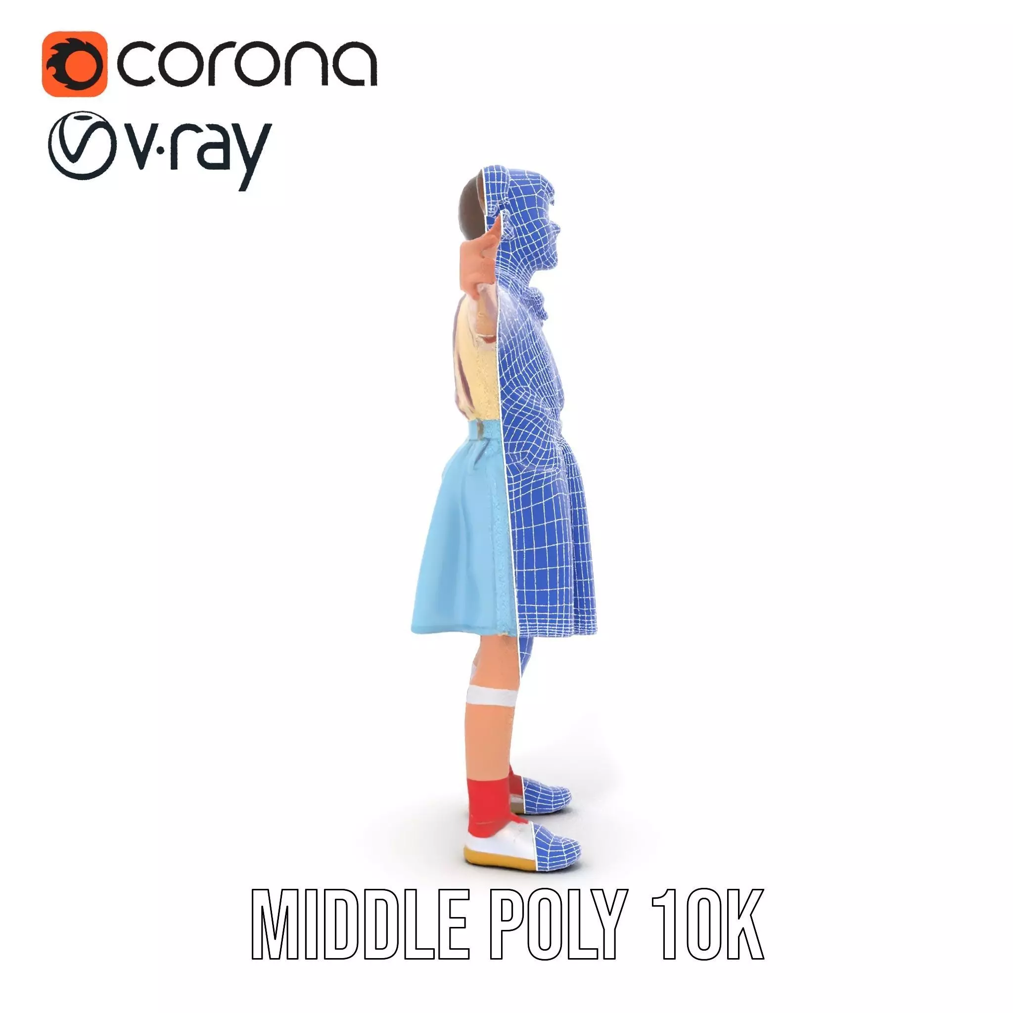 Smiling Girl in Casual Outfit Model Pack Low-poly 3D model_24