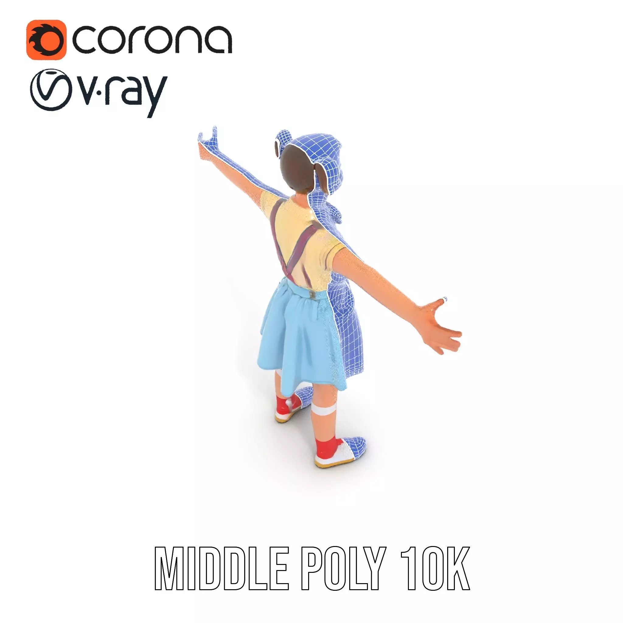 Smiling Girl in Casual Outfit Model Pack Low-poly 3D model_30