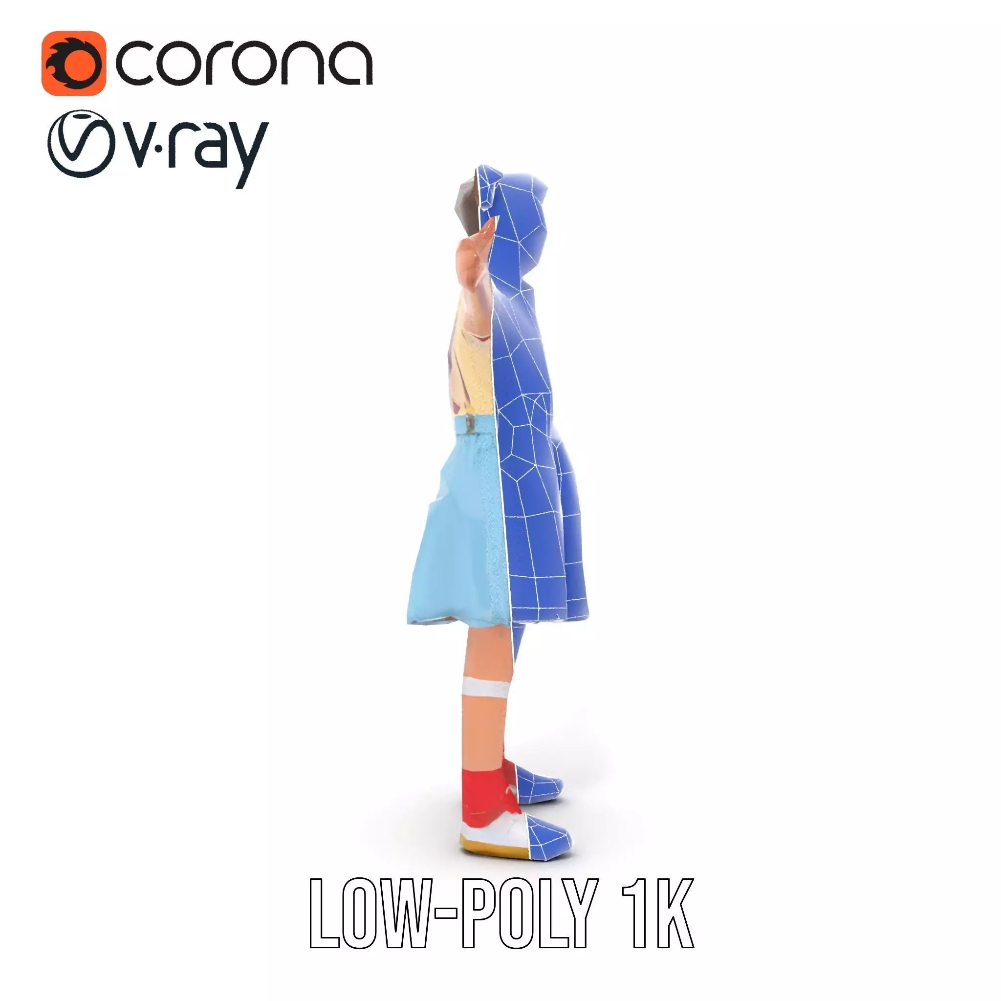 Smiling Girl in Casual Outfit Model Pack Low-poly 3D model_28